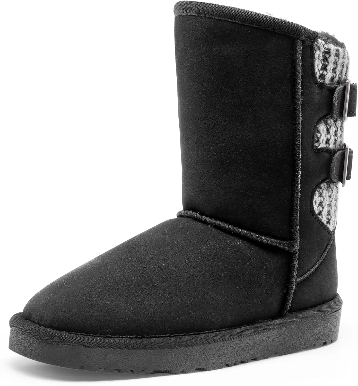 DREAM PAIRS Girls Boys Winter Boots Faux Fur Lined Mid Calf Kids Snow Tall Shoes FuzzyChic Kid's Buckle for Little Kid/Big Kid