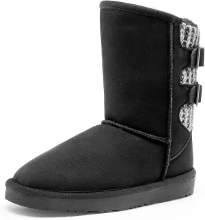 DREAM PAIRS Girls Boys Winter Boots Faux Fur Lined Mid Calf Kids Snow Tall Shoes FuzzyChic Kid's Buckle for Little Kid/Big Kid