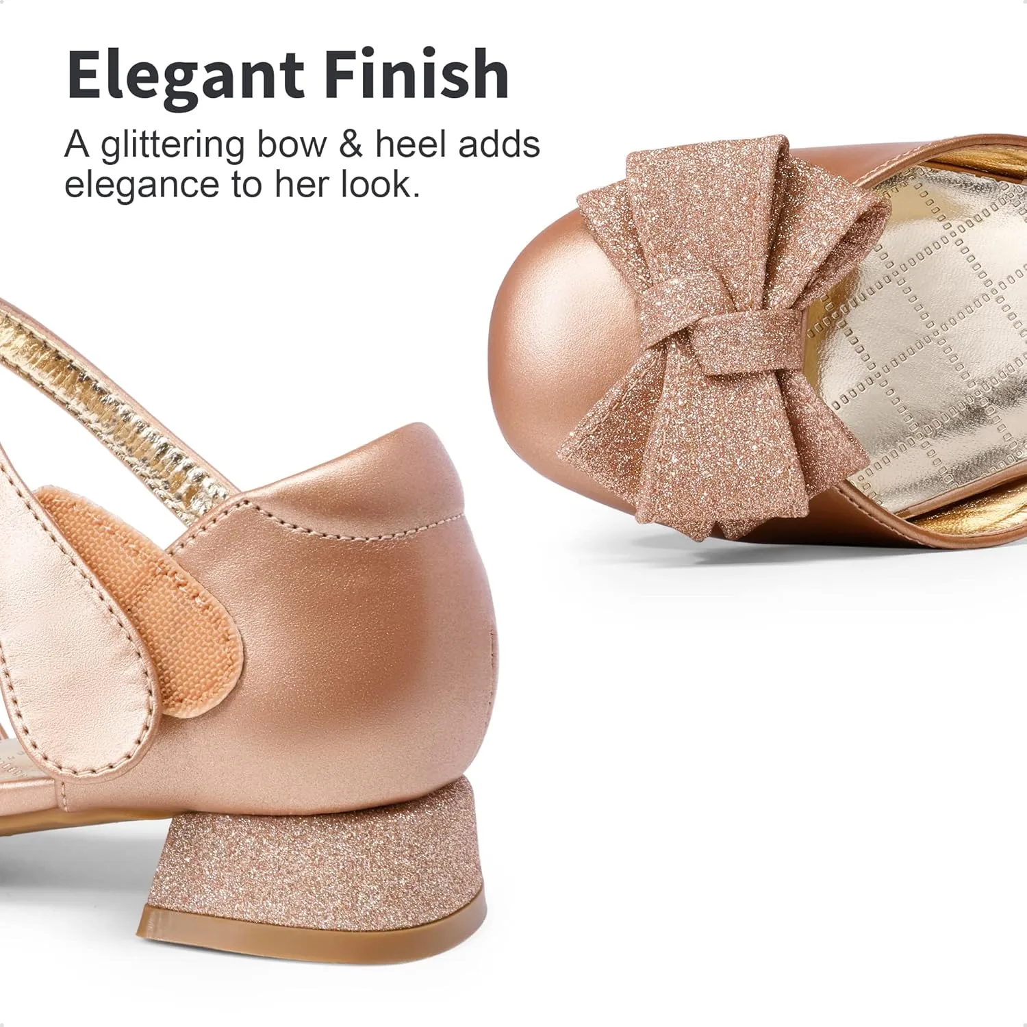 DREAM PAIRS Girls Dress Shoes Closed Toe Low Heels Ankle Strap Bow Ballet Wedding Party Sandals Princess Flower Shoes