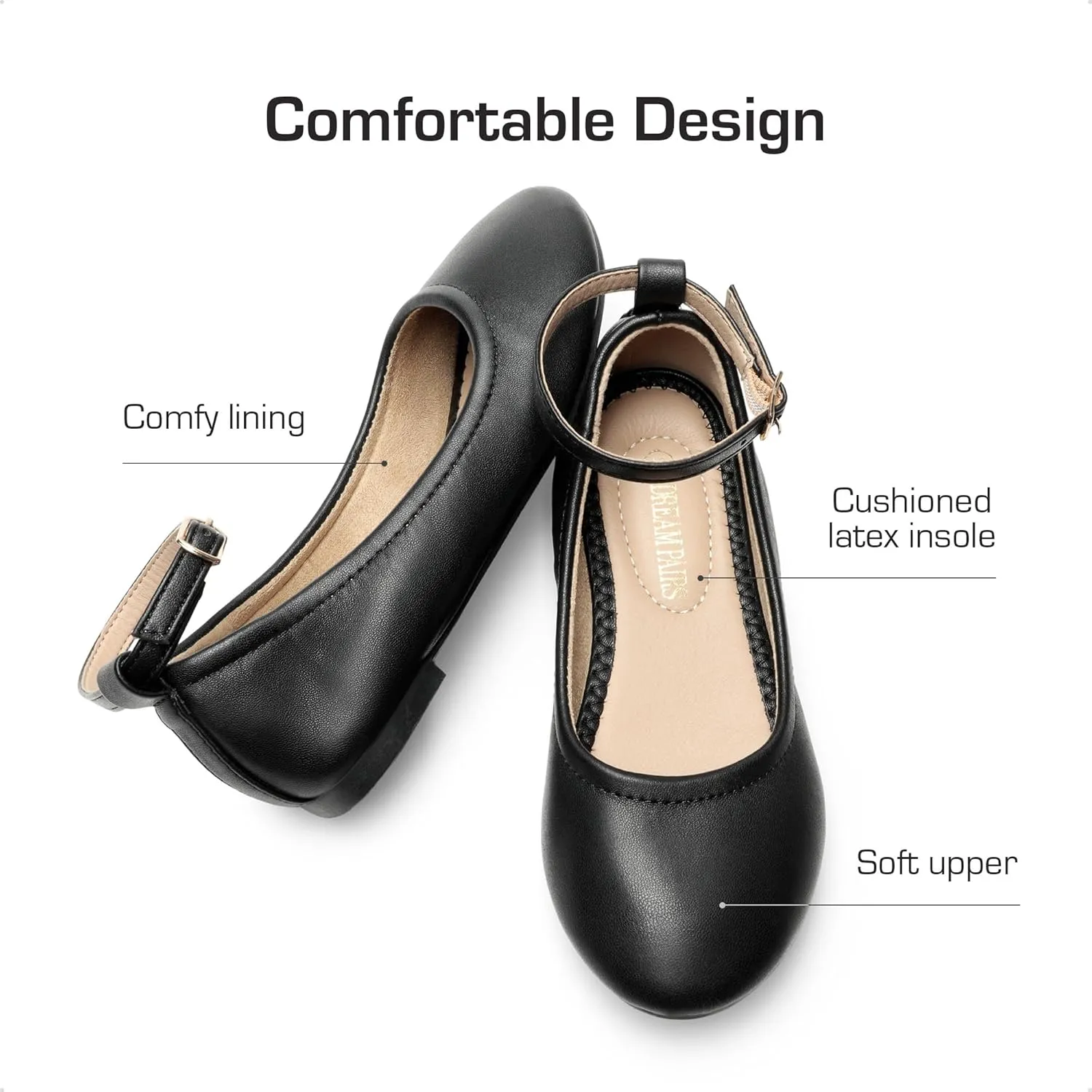 DREAM PAIRS Girls Dress Shoes Girl's Ballerina Flat Ankle Strap Ballet Flats (Toddler/Little Kid/Big Kid)
