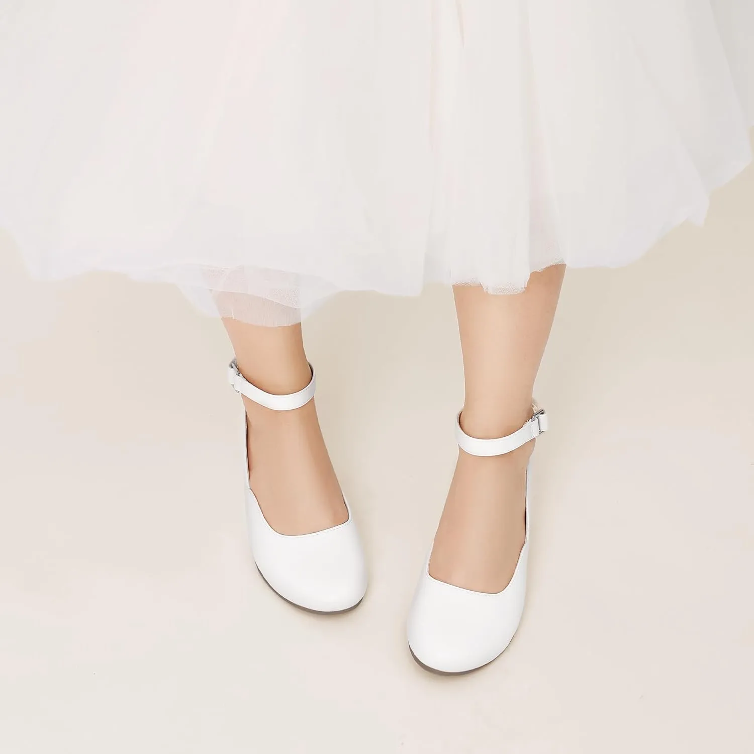 DREAM PAIRS Girls Dress Shoes Low Wedge Heels Ankle Strap Wedding Flower Party Pump for Toddler Little Big Kid