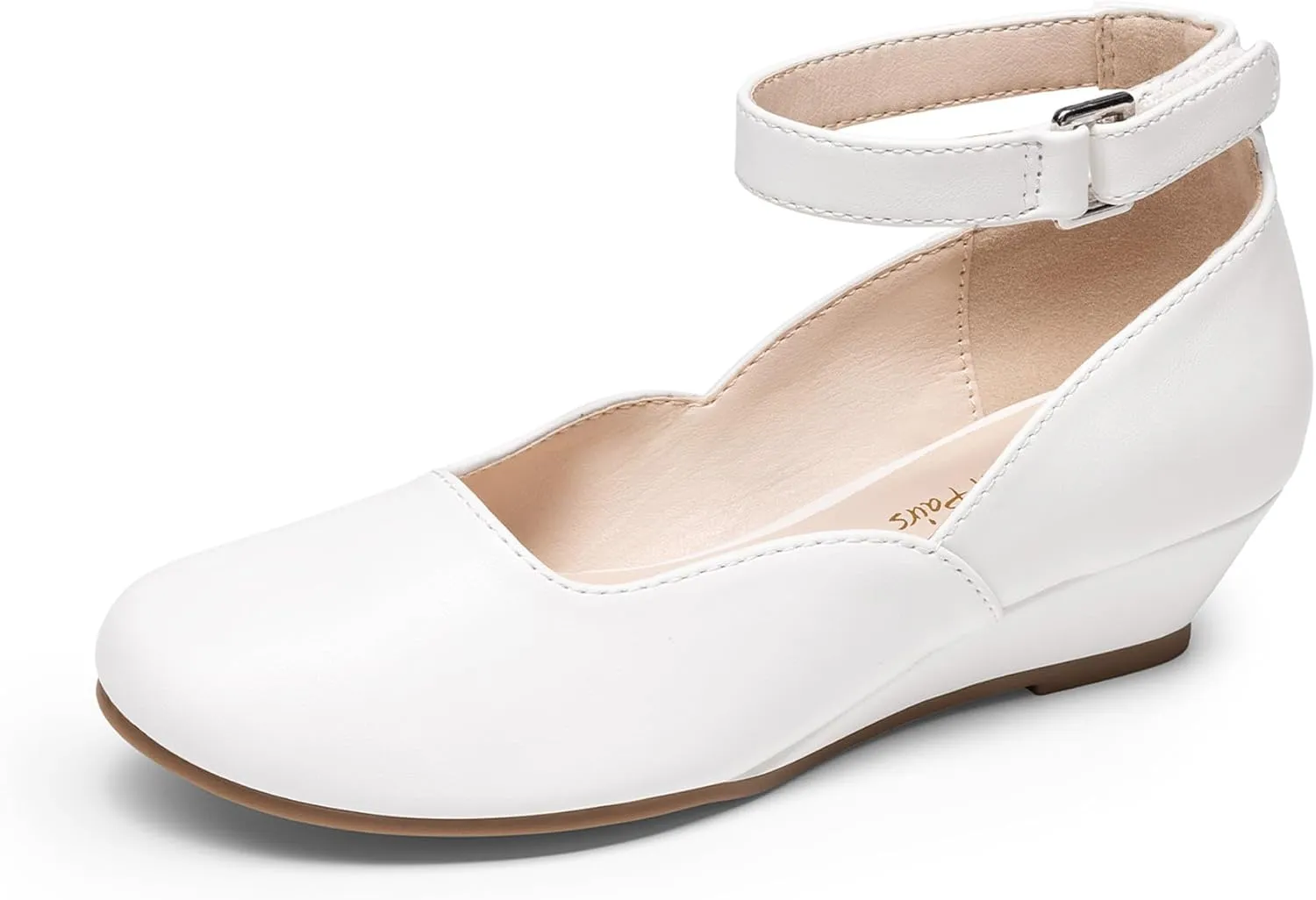 DREAM PAIRS Girls Dress Shoes Low Wedge Heels Ankle Strap Wedding Flower Party Pump for Toddler Little Big Kid