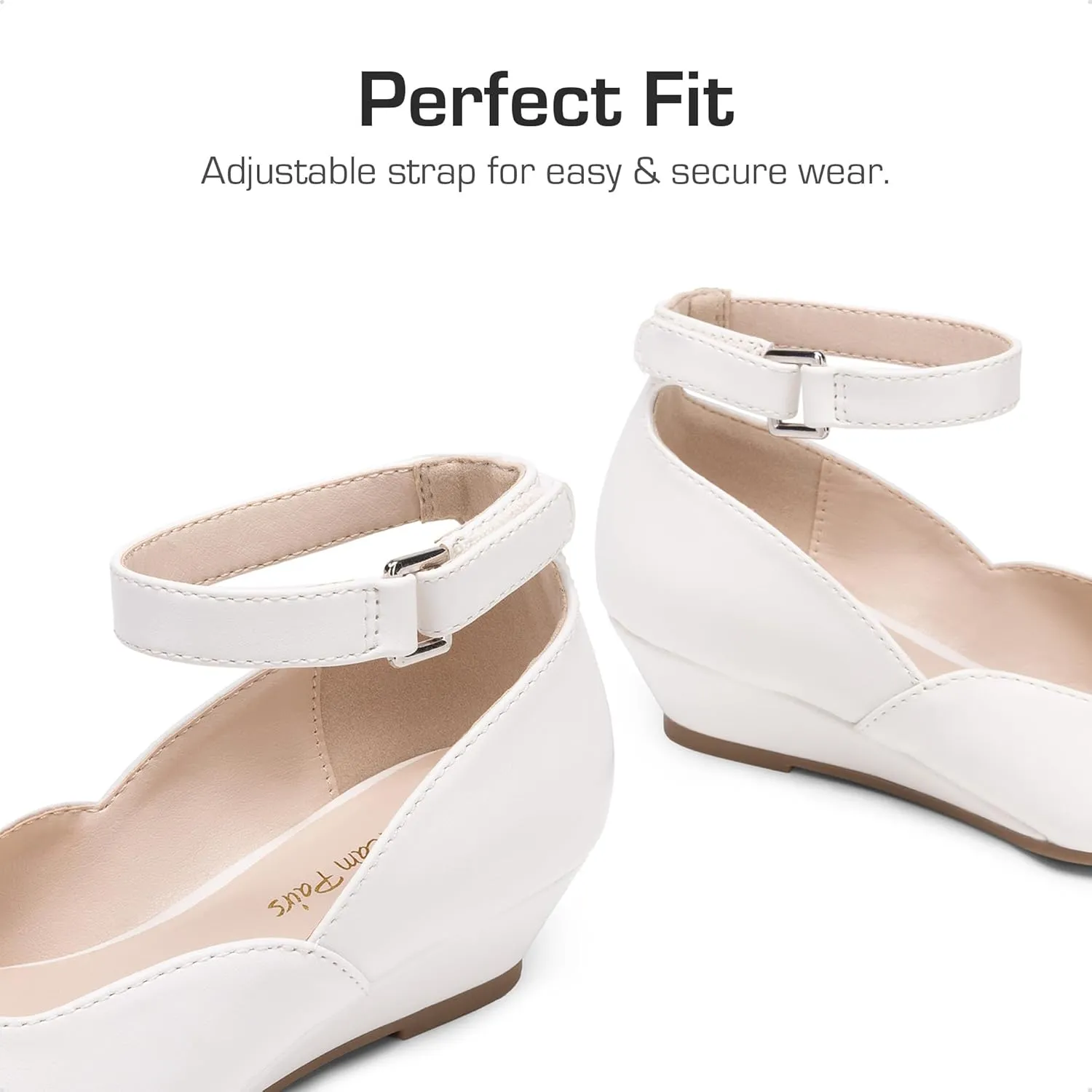 DREAM PAIRS Girls Dress Shoes Low Wedge Heels Ankle Strap Wedding Flower Party Pump for Toddler Little Big Kid
