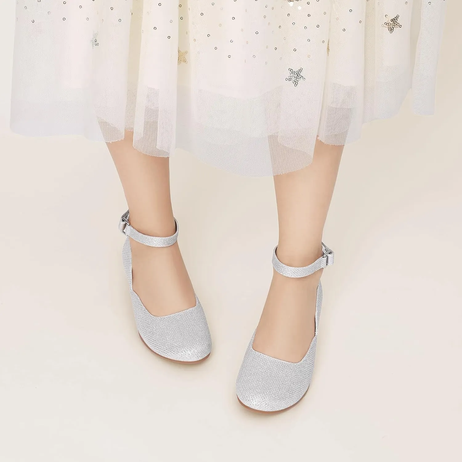 DREAM PAIRS Girls Dress Shoes Low Wedge Heels Ankle Strap Wedding Flower Party Pump for Toddler Little Big Kid