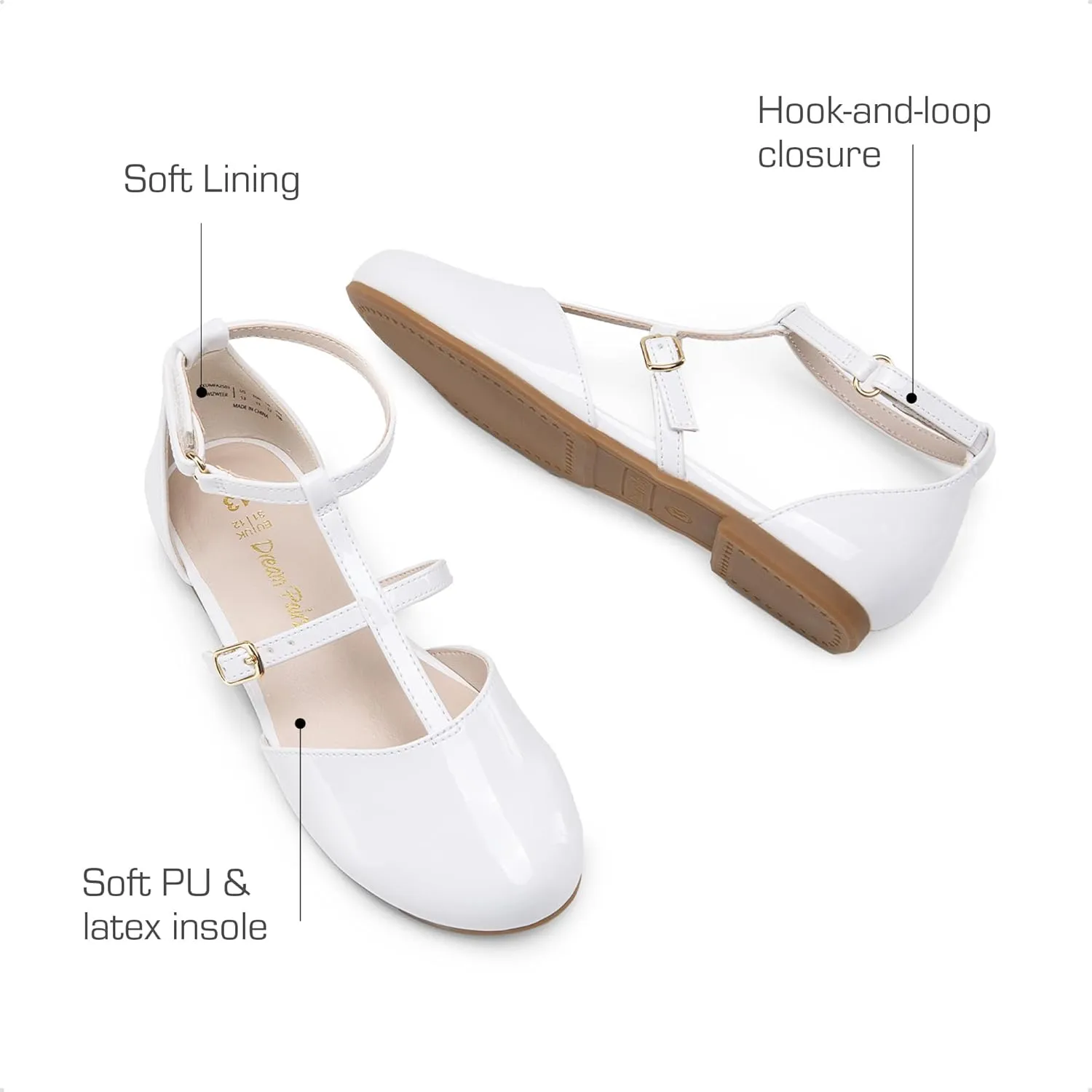 DREAM PAIRS Girls Dress Shoes Mary Jane Flats for Little Girls Party Shoes with T Strap