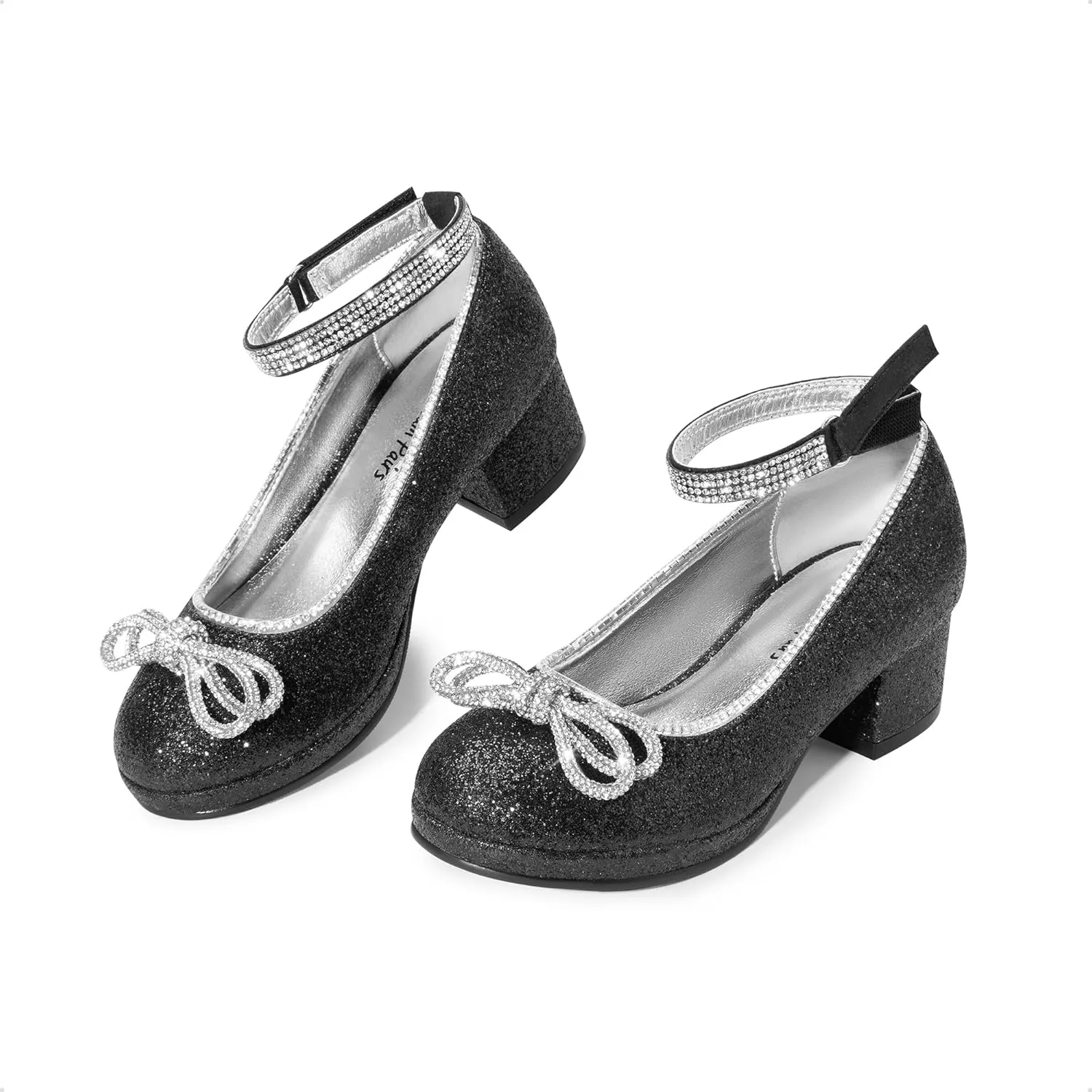 DREAM PAIRS Girls Dress Shoes Platform Chunky Heel Ankle Strap Princess Flats Flower Party Wedding Pump for Little Big Kid