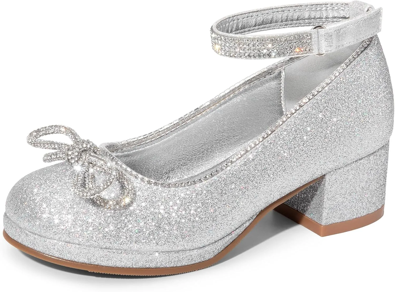 DREAM PAIRS Girls Dress Shoes Platform Chunky Heel Ankle Strap Princess Flats Flower Party Wedding Pump for Little Big Kid