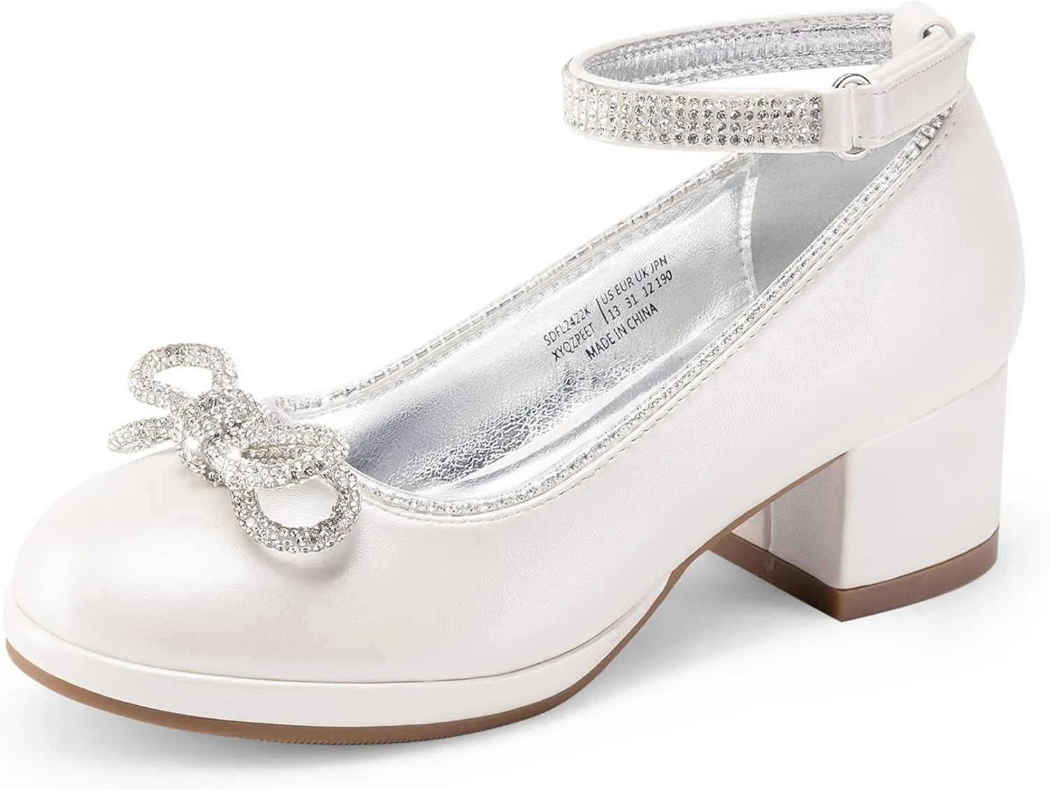DREAM PAIRS Girls Dress Shoes Platform Chunky Heel Ankle Strap Princess Flats Flower Party Wedding Pump for Little Big Kid