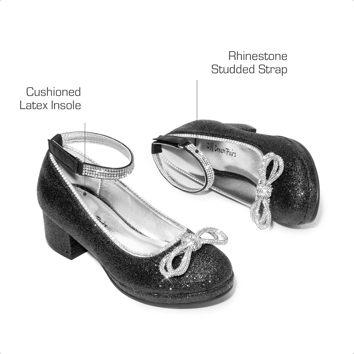 DREAM PAIRS Girls Dress Shoes Platform Chunky Heel Ankle Strap Princess Flats Flower Party Wedding Pump for Little Big Kid