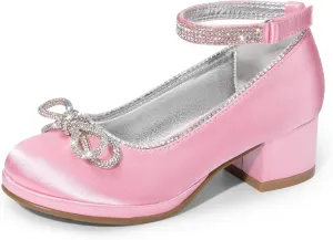 DREAM PAIRS Girls Dress Shoes Platform Chunky Heel Ankle Strap Princess Flats Flower Party Wedding Pump for Little Big Kid