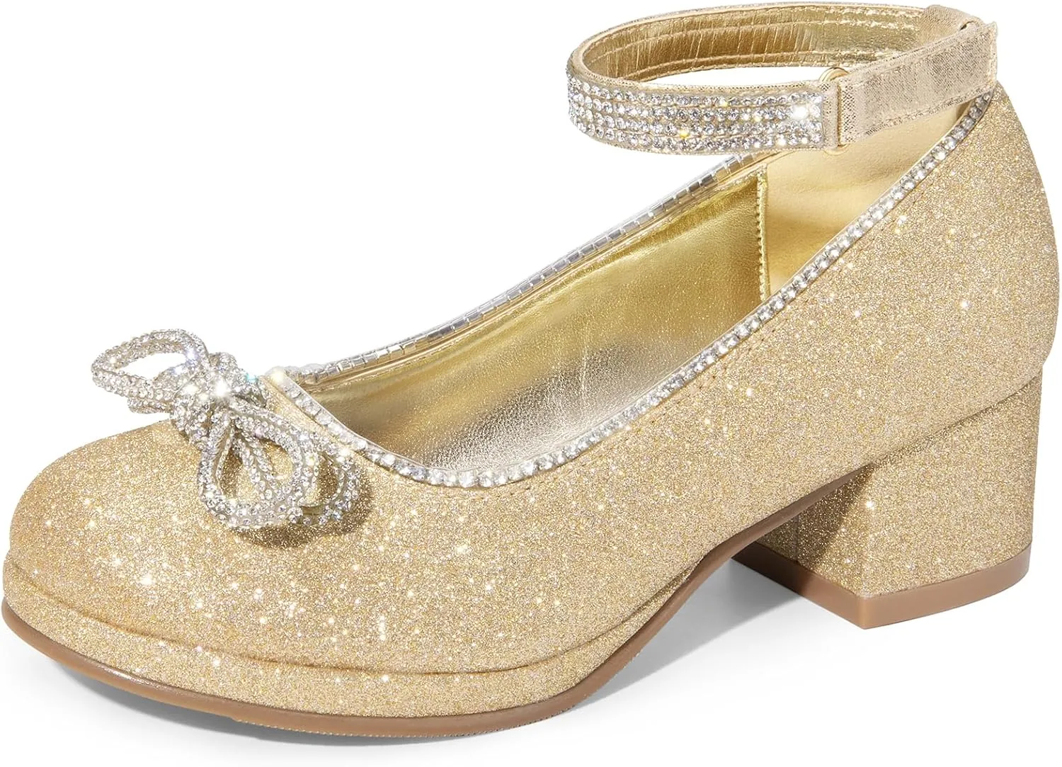 DREAM PAIRS Girls Dress Shoes Platform Chunky Heel Ankle Strap Princess Flats Flower Party Wedding Pump for Little Big Kid