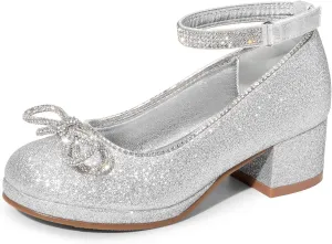 DREAM PAIRS Girls Dress Shoes Platform Chunky Heel Ankle Strap Princess Flats Flower Party Wedding Pump for Little Big Kid