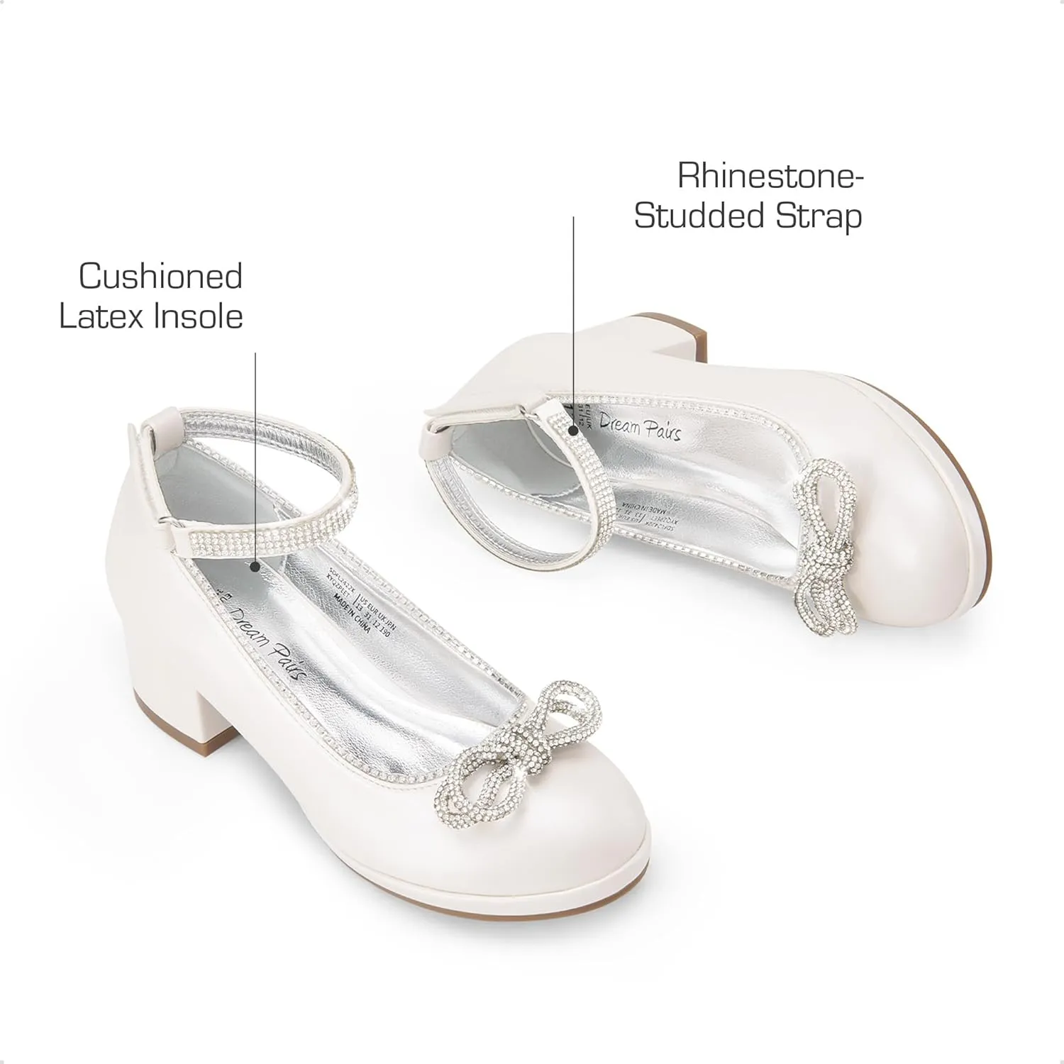 DREAM PAIRS Girls Dress Shoes Platform Chunky Heel Ankle Strap Princess Flats Flower Party Wedding Pump for Little Big Kid