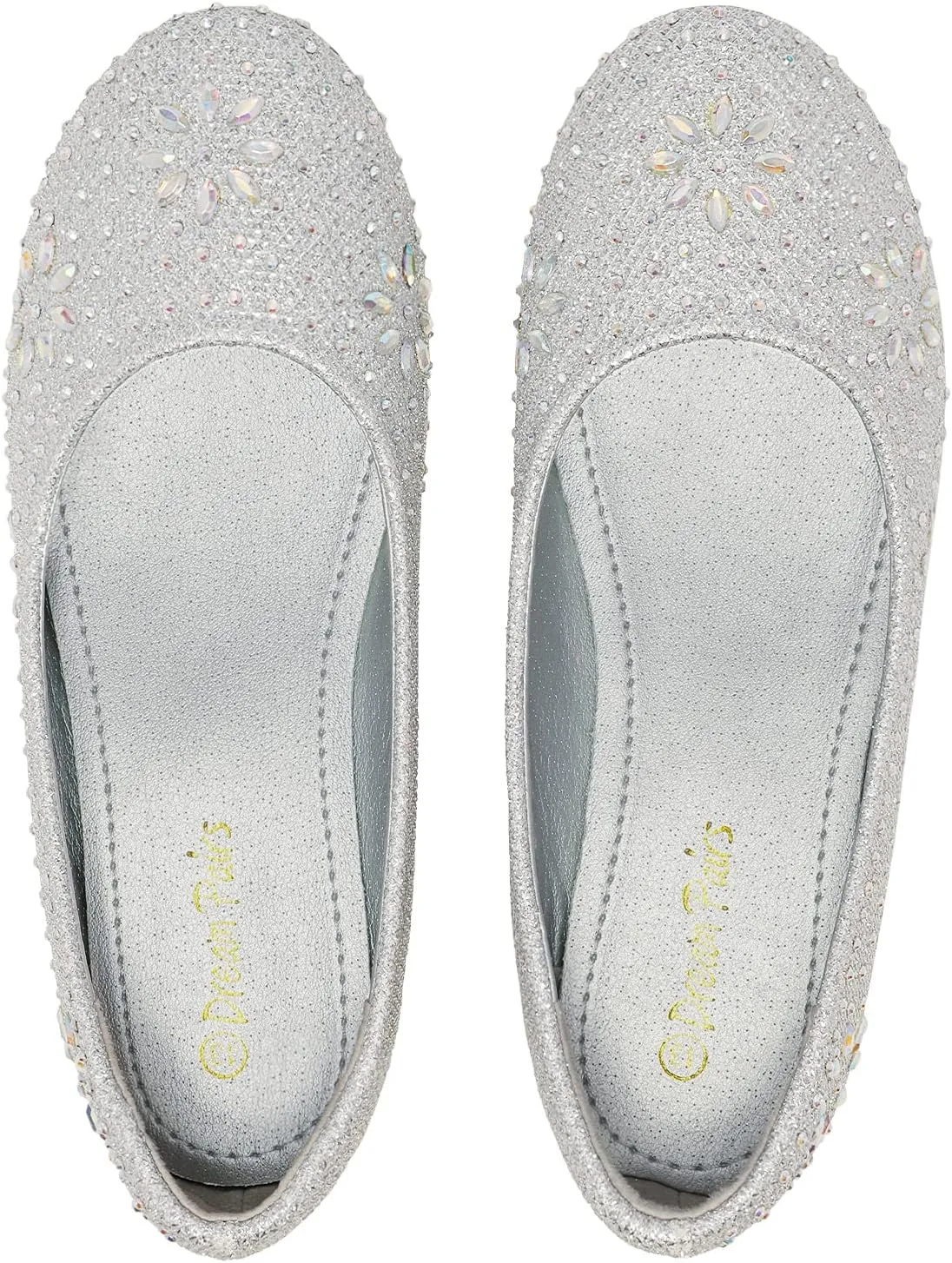DREAM PAIRS Girls Dress Shoes Slip-on Rhinestone Glitter Ballet Flats for Wedding, Party, Birthday, Prom, Little Kid/Big Kid