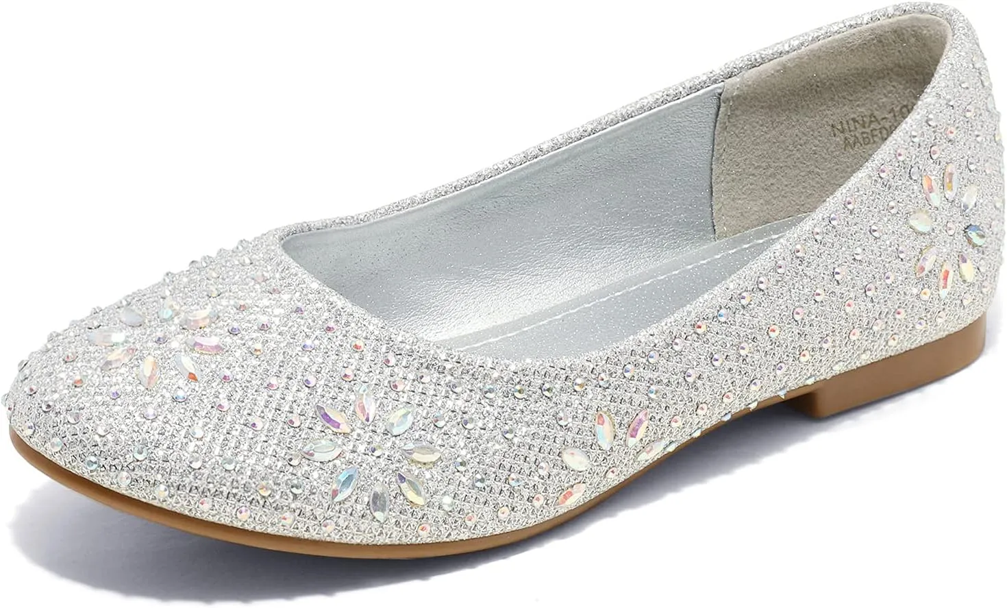 DREAM PAIRS Girls Dress Shoes Slip-on Rhinestone Glitter Ballet Flats for Wedding, Party, Birthday, Prom, Little Kid/Big Kid