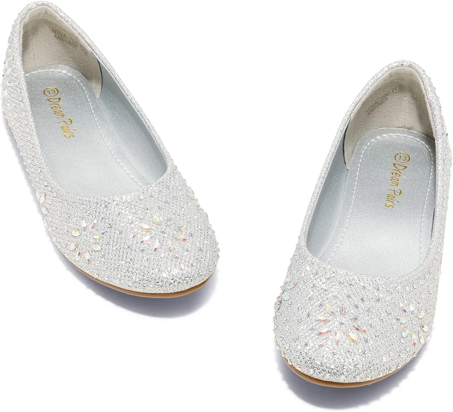 DREAM PAIRS Girls Dress Shoes Slip-on Rhinestone Glitter Ballet Flats for Wedding, Party, Birthday, Prom, Little Kid/Big Kid