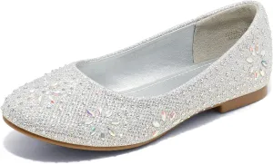 DREAM PAIRS Girls Dress Shoes Slip-on Rhinestone Glitter Ballet Flats for Wedding, Party, Birthday, Prom, Little Kid/Big Kid