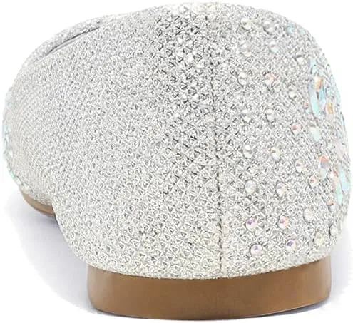 DREAM PAIRS Girls Dress Shoes Slip-on Rhinestone Glitter Ballet Flats for Wedding, Party, Birthday, Prom, Little Kid/Big Kid