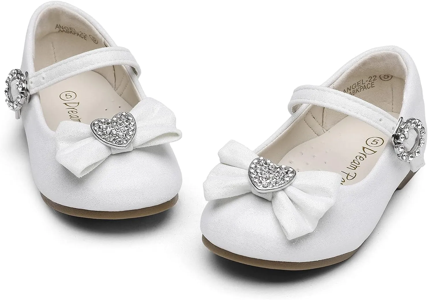 DREAM PAIRS Girls Mary Jane Dress Shoes for Toddler Heart Rhinestone Front Bow Ballerina Flat (Toddler/Little Kid)