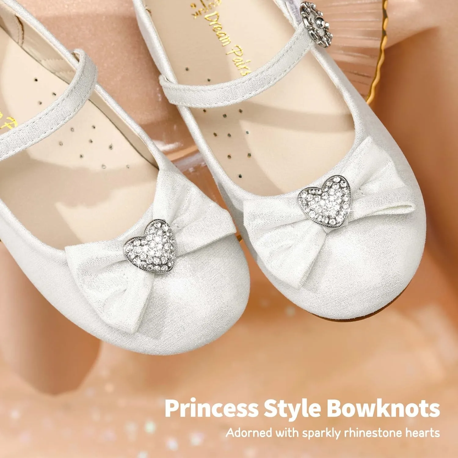 DREAM PAIRS Girls Mary Jane Dress Shoes for Toddler Heart Rhinestone Front Bow Ballerina Flat (Toddler/Little Kid)
