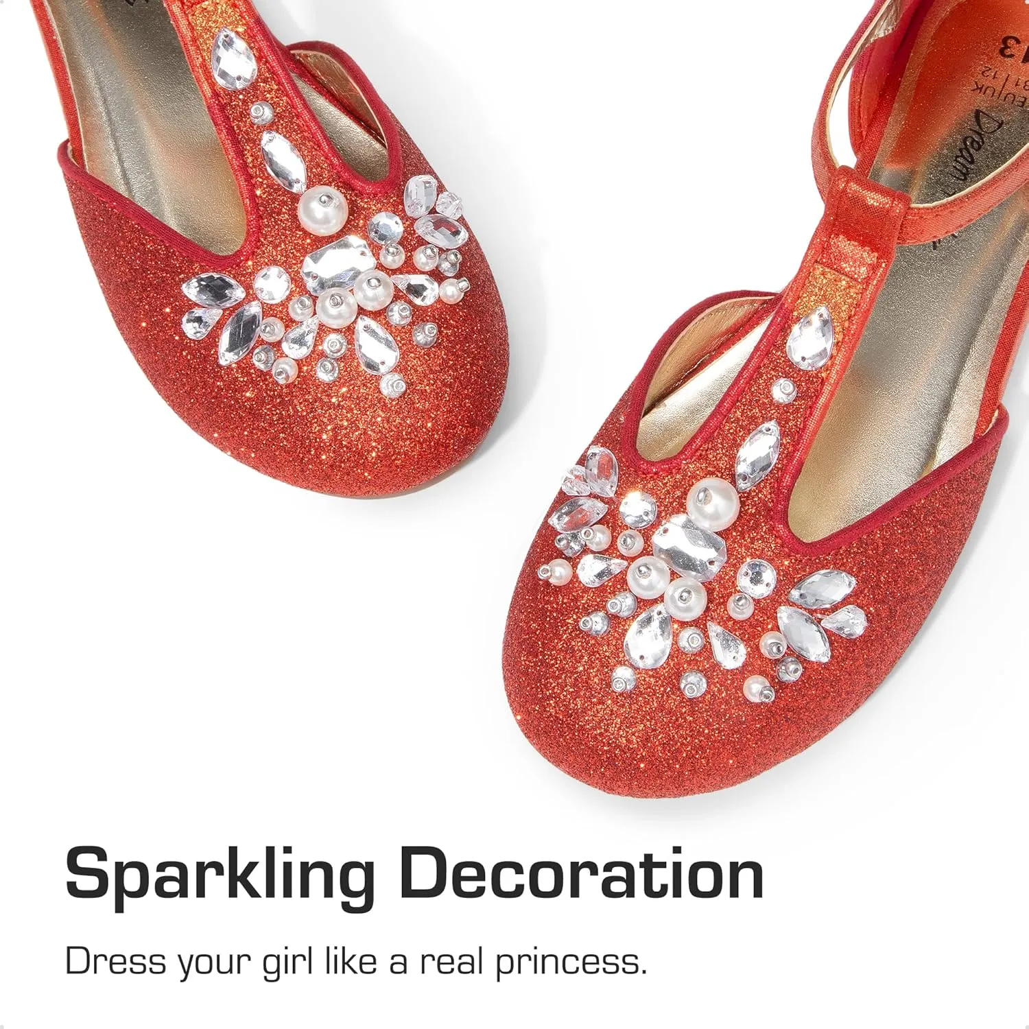 DREAM PAIRS Girls Mary Jane Dress Shoes Pearl T-Strap Party Flower Wedding Princess Flats for Toddler Little Big Kid