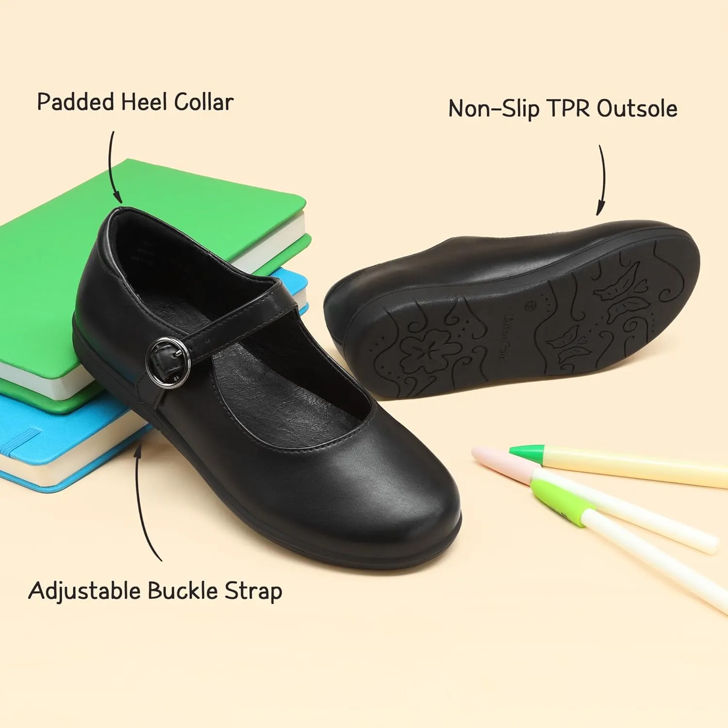 DREAM PAIRS Girls Mary Jane Flats School Uniform Dress Shoes