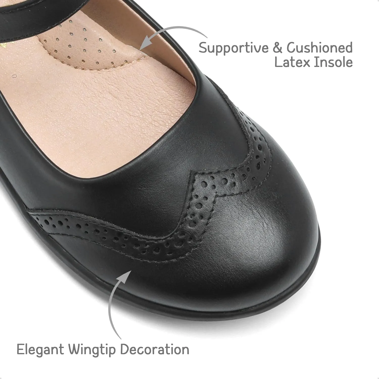 DREAM PAIRS Girls School Uniform Shoes Mary Jane Black Flats