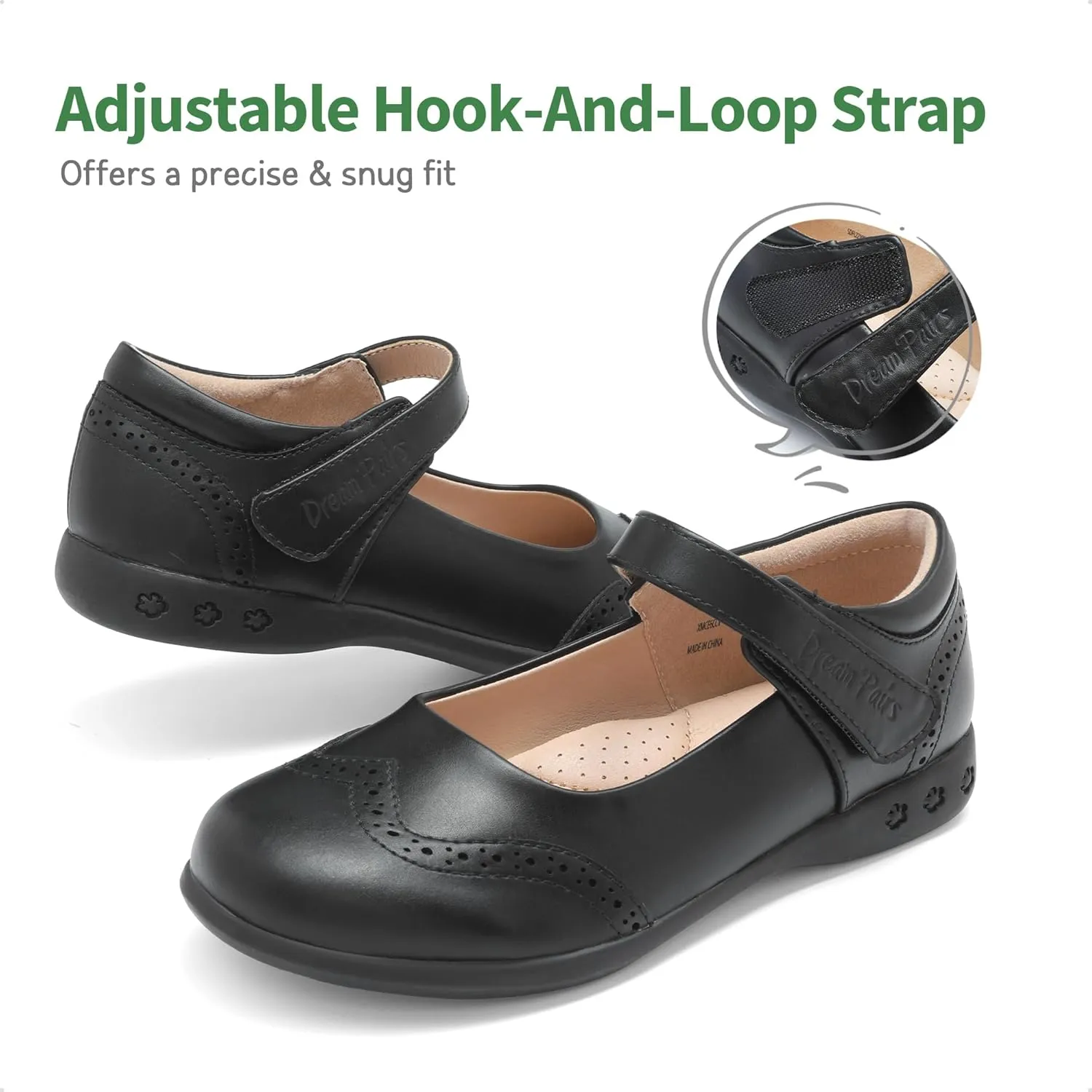 DREAM PAIRS Girls School Uniform Shoes Mary Jane Black Flats