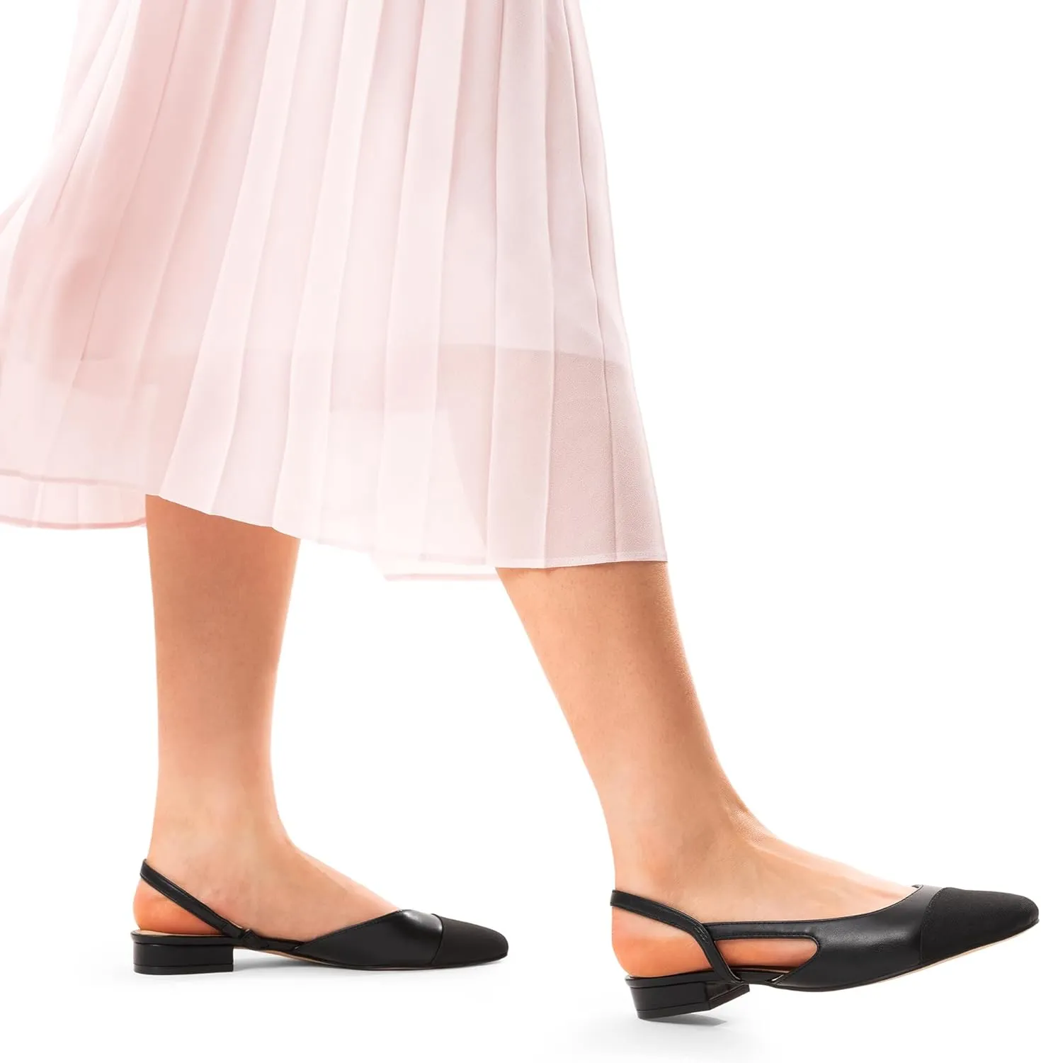 DREAM PAIRS Slingback Ballet Flats for Women Square Cap Toe Low Heel Dress Shoes Comfortable Work Flats for Office Party Wedding Business Casual
