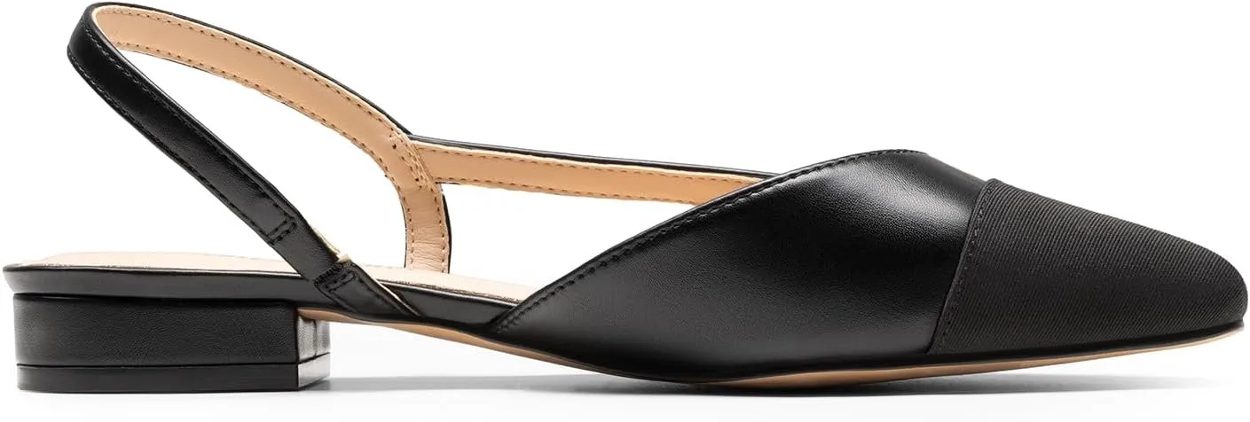 DREAM PAIRS Slingback Ballet Flats for Women Square Cap Toe Low Heel Dress Shoes Comfortable Work Flats for Office Party Wedding Business Casual