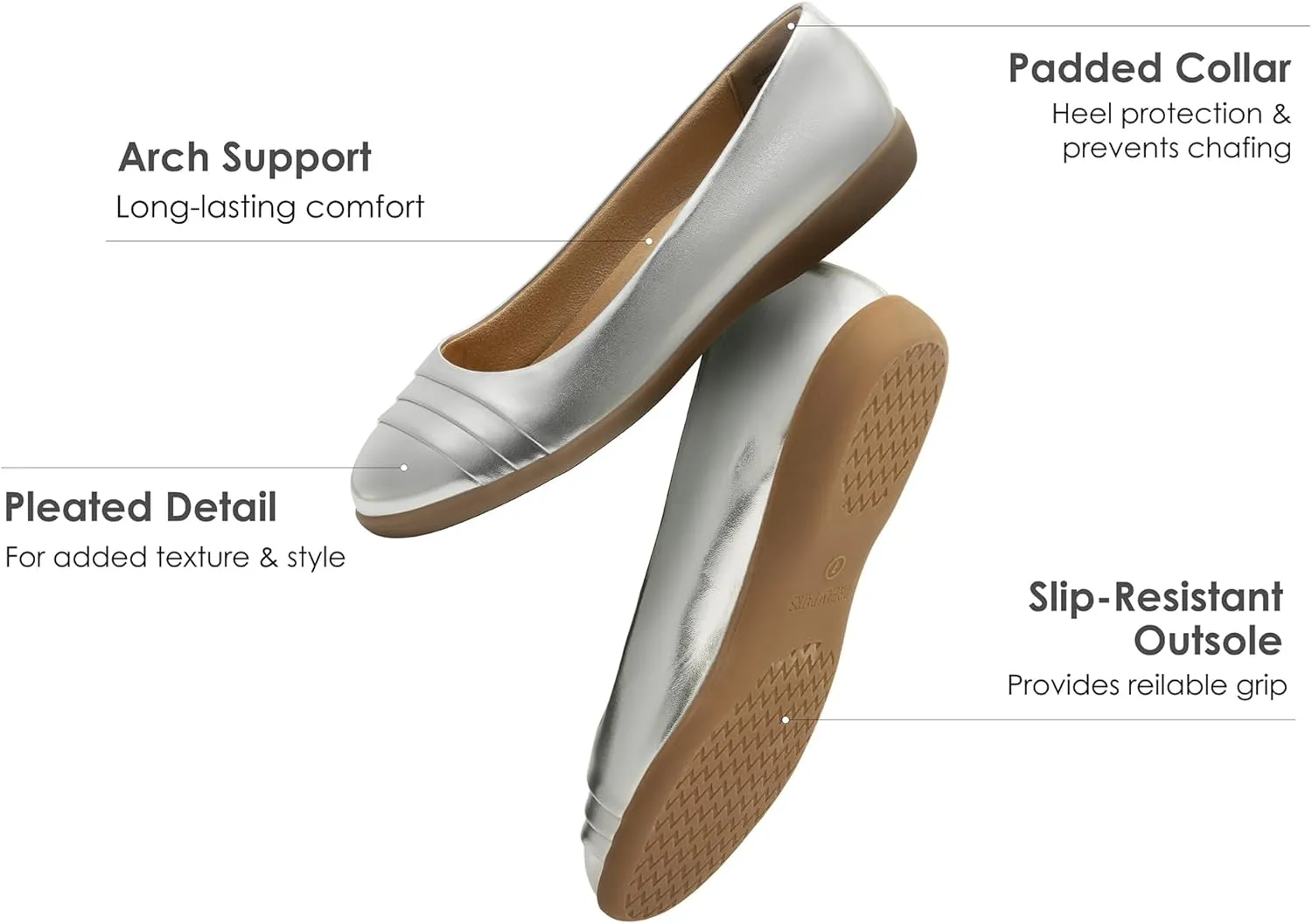 DREAM PAIRS Womens Comfortable Ballet Flats, Business Office Dress Shoes, Dressy Round Toe Slip On Work Flats