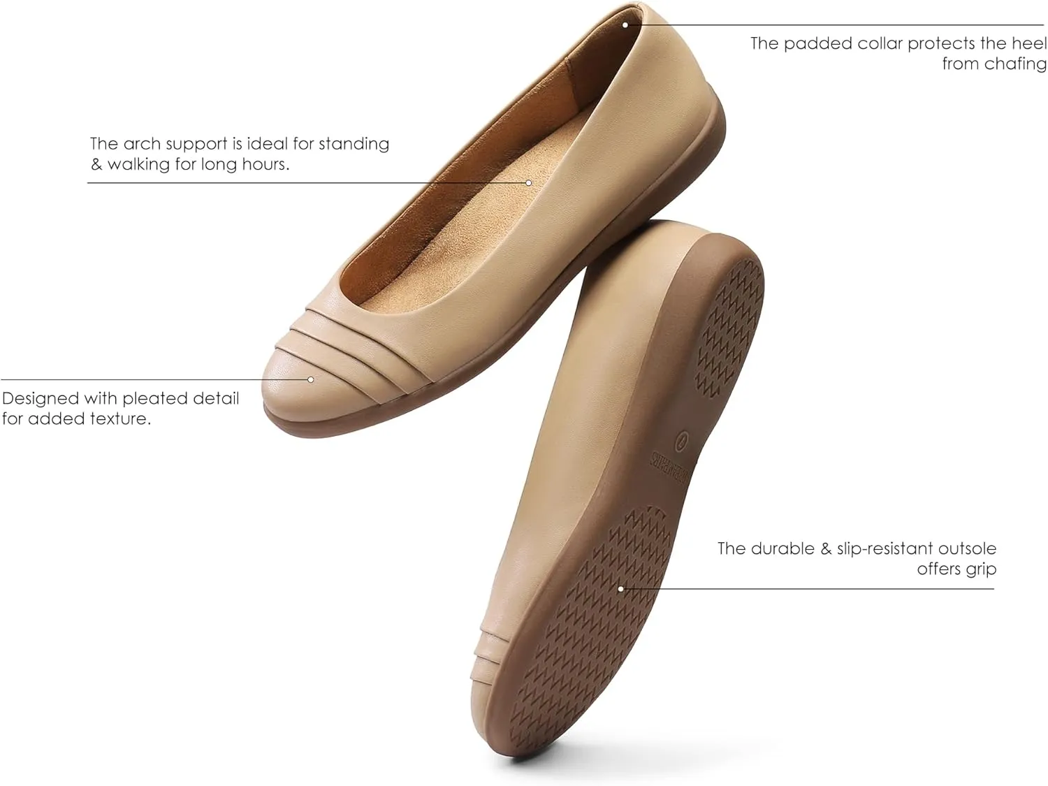 DREAM PAIRS Womens Comfortable Ballet Flats, Business Office Dress Shoes, Dressy Round Toe Slip On Work Flats