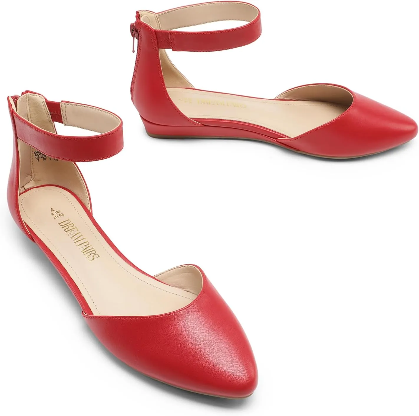 DREAM PAIRS Women's Low Wedge Ankle Strap Dress Flats Shoes