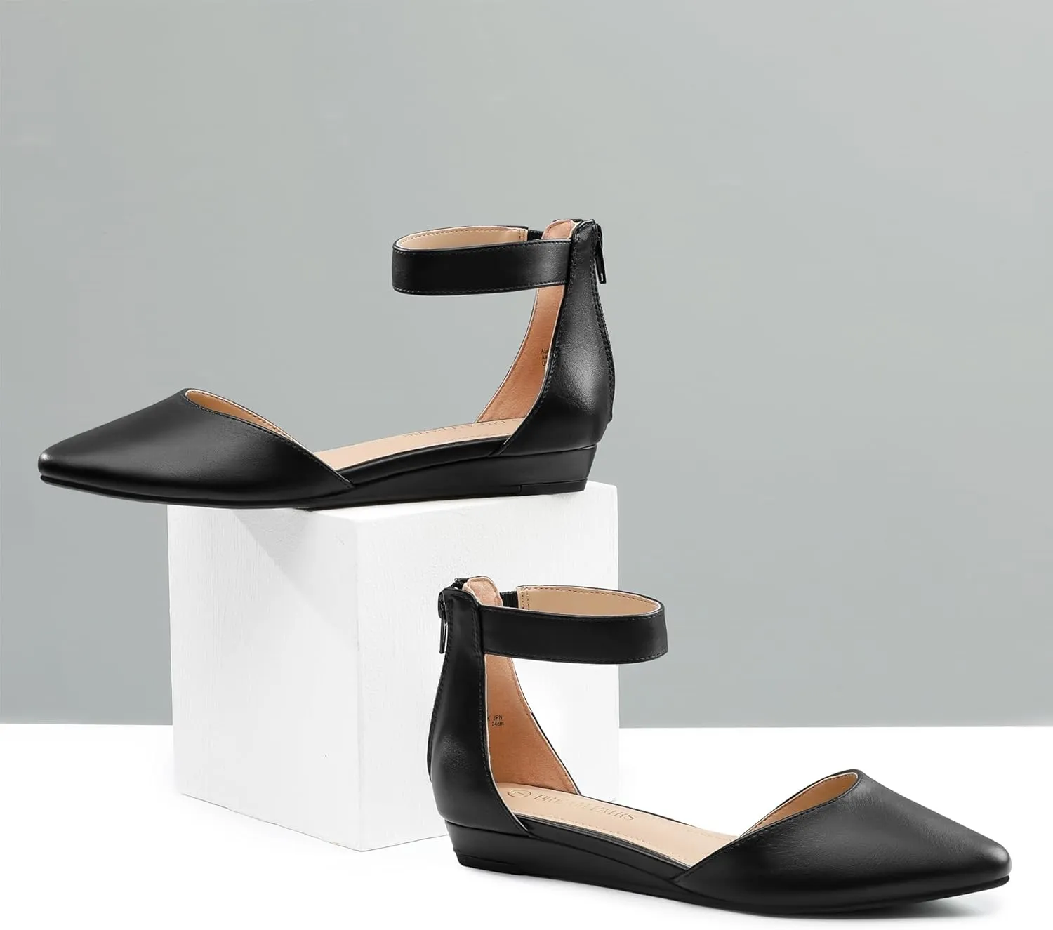 DREAM PAIRS Women's Low Wedge Ankle Strap Dress Flats Shoes