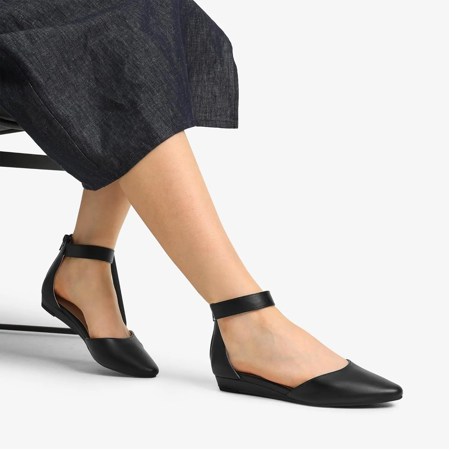 DREAM PAIRS Women's Low Wedge Ankle Strap Dress Flats Shoes