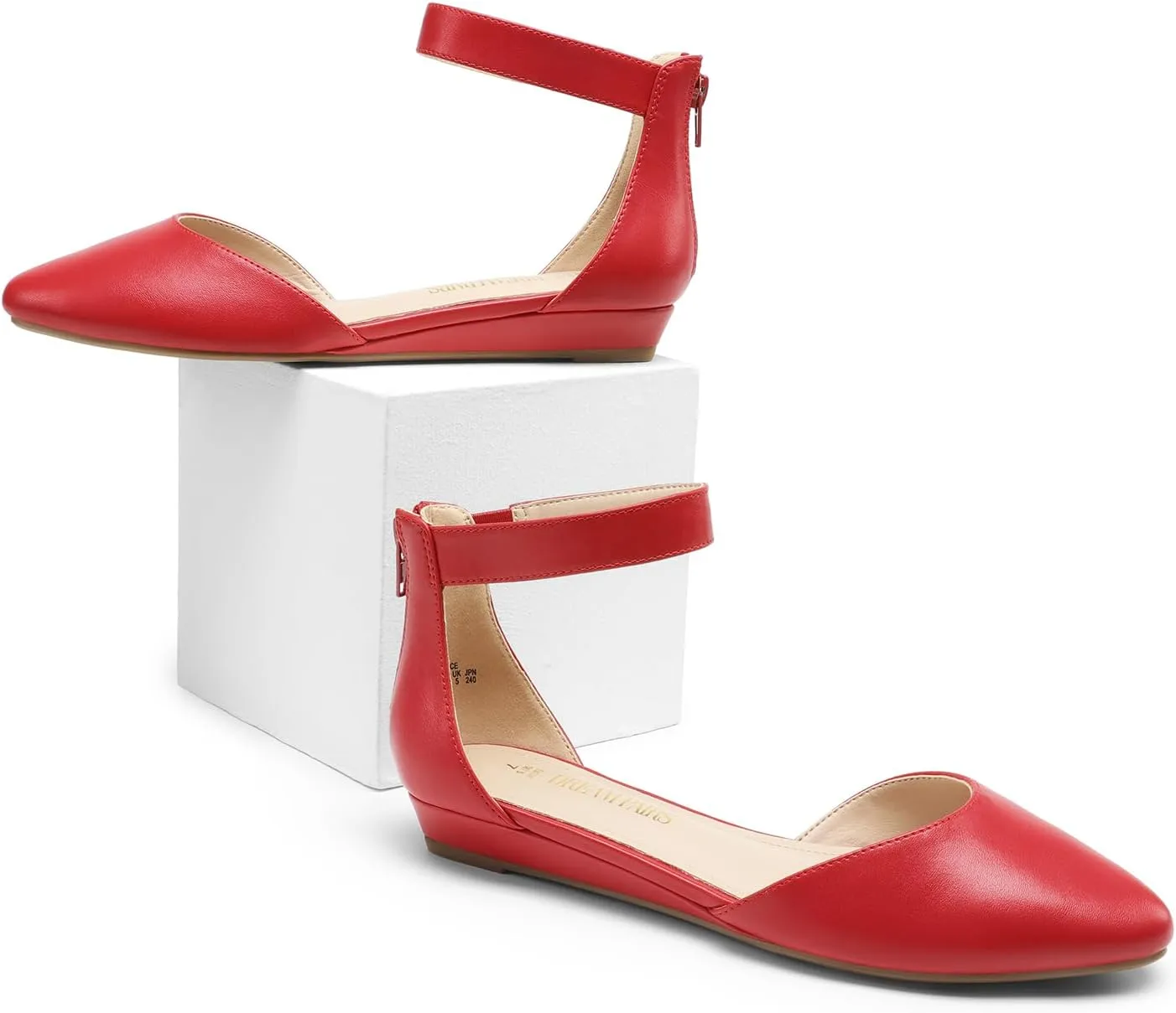 DREAM PAIRS Women's Low Wedge Ankle Strap Dress Flats Shoes