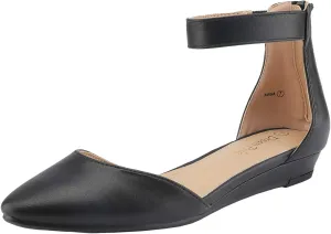 DREAM PAIRS Women's Low Wedge Ankle Strap Dress Flats Shoes