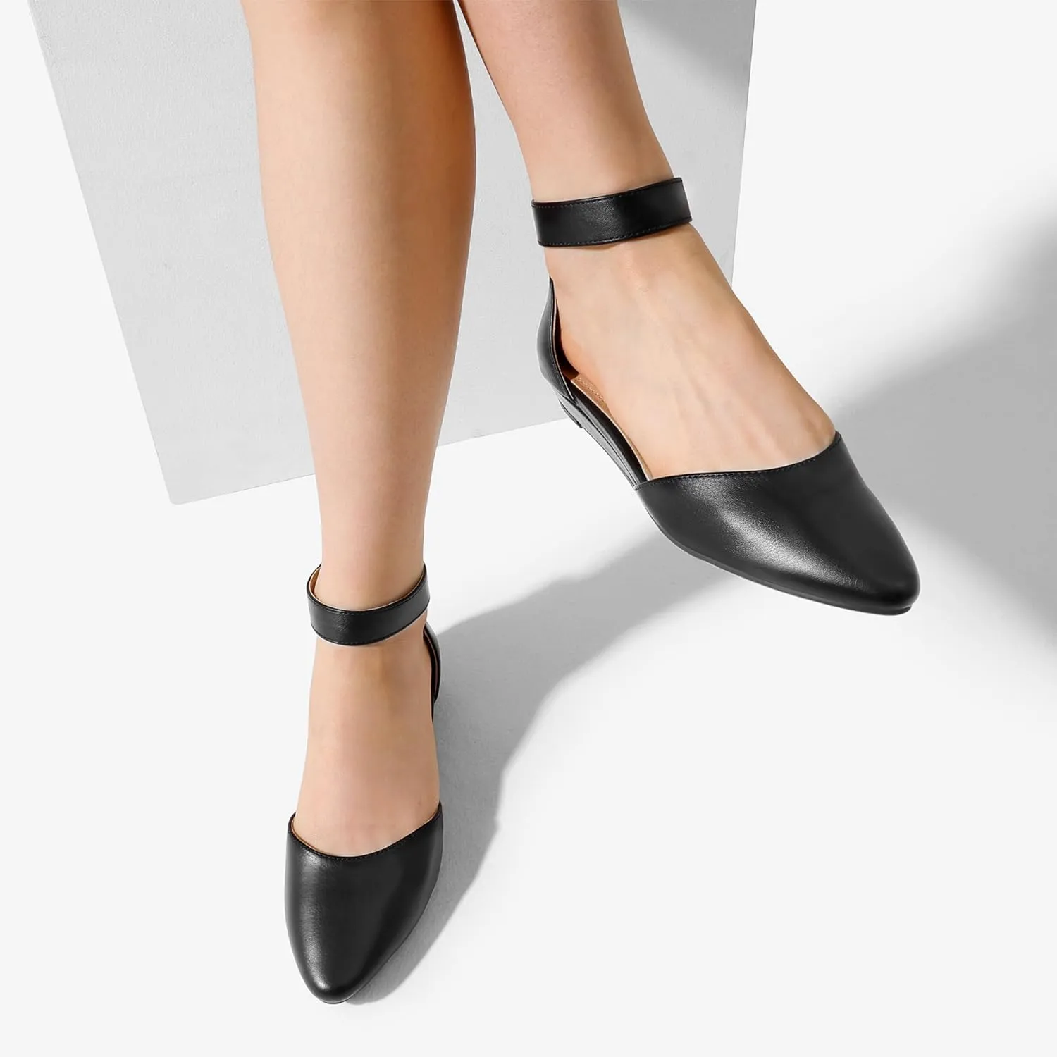 DREAM PAIRS Women's Low Wedge Ankle Strap Dress Flats Shoes