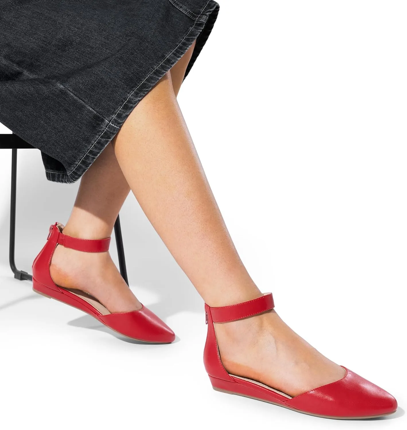 DREAM PAIRS Women's Low Wedge Ankle Strap Dress Flats Shoes