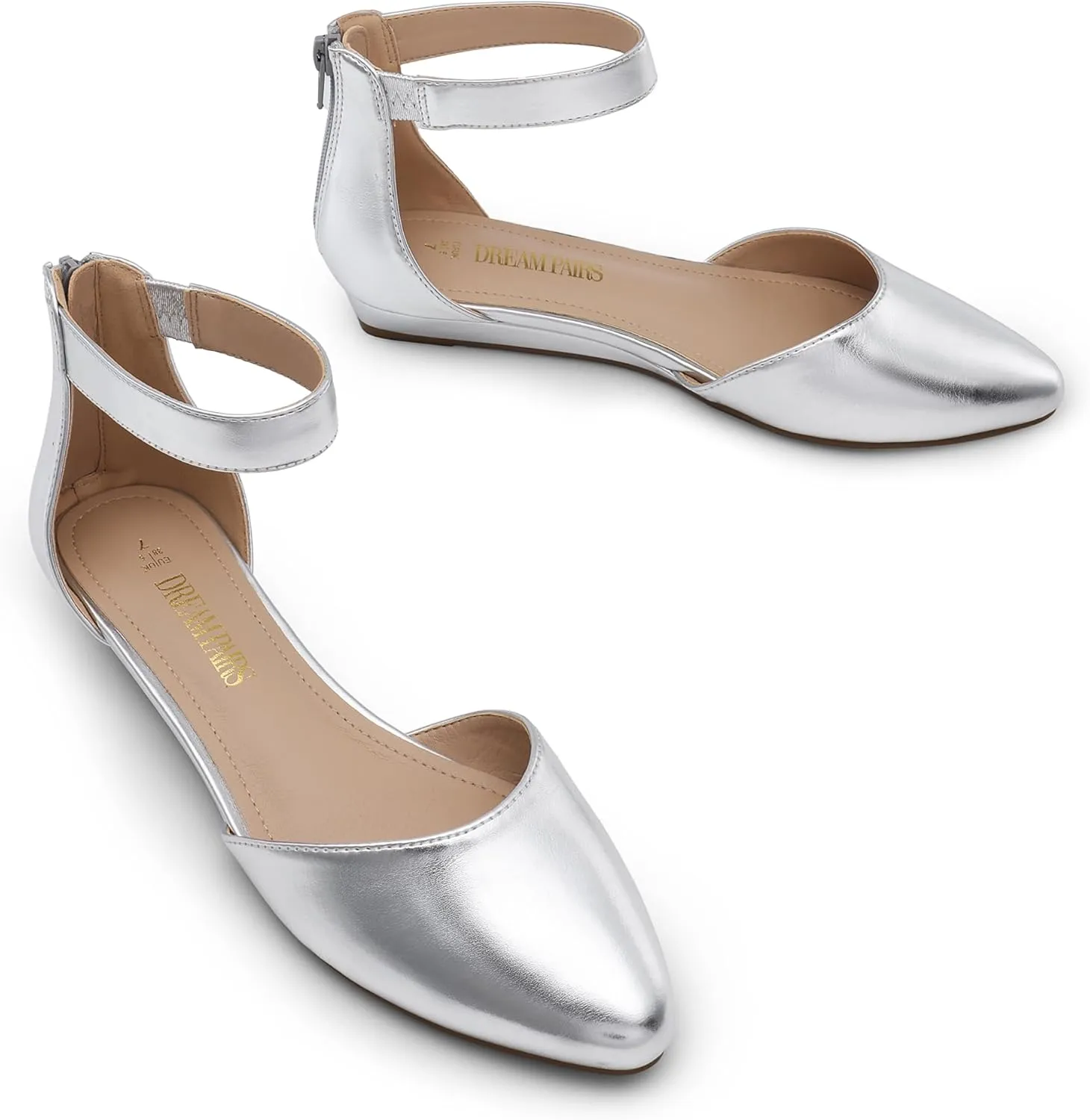 DREAM PAIRS Women's Low Wedge Ankle Strap Dress Flats Shoes