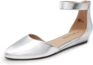 DREAM PAIRS Women's Low Wedge Ankle Strap Dress Flats Shoes