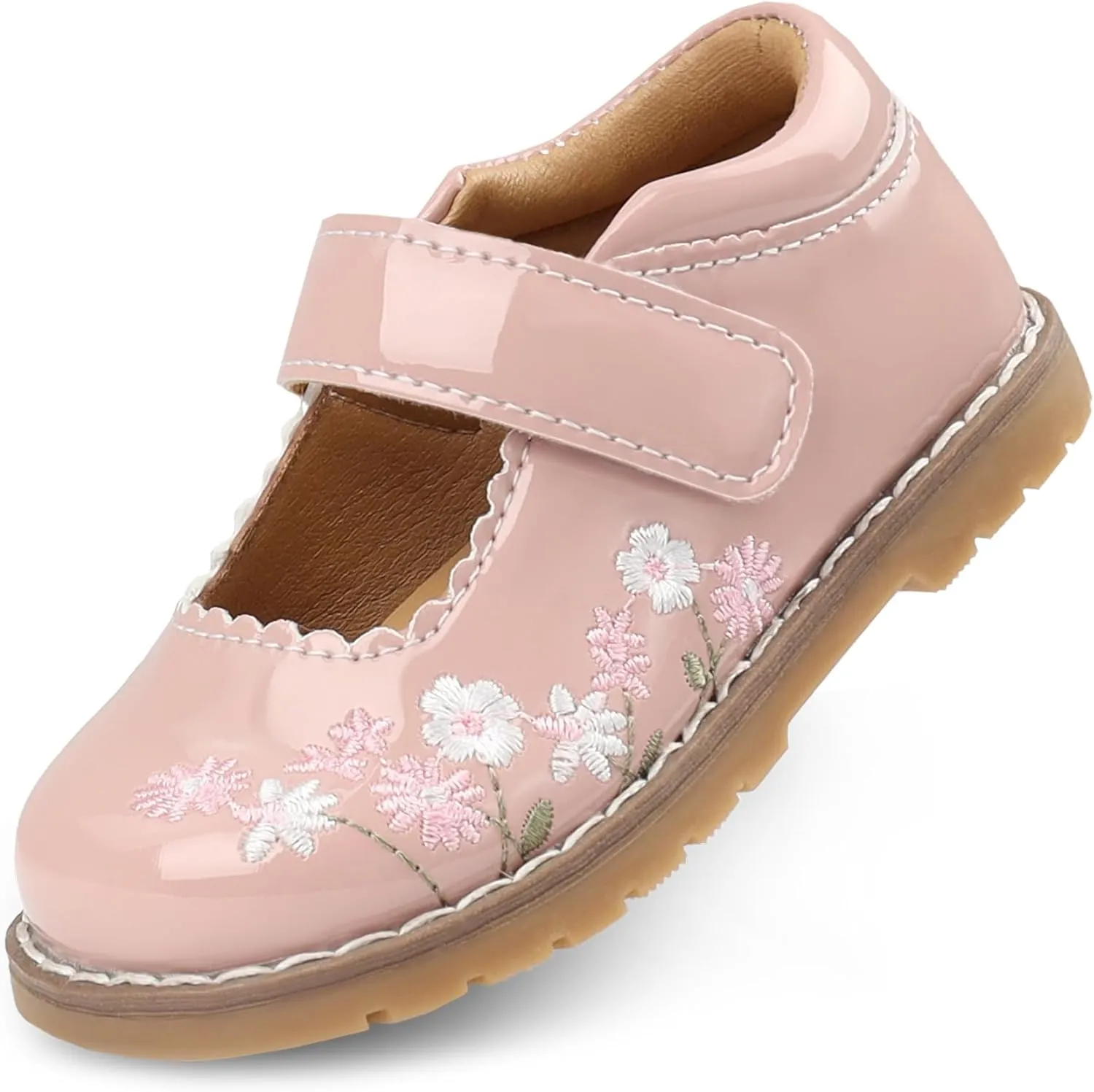 Dress Shoes for Girls Bow Flower Girl Mary Jane Flats Little Girl Dress Shoes for Wedding, Party, Birthday