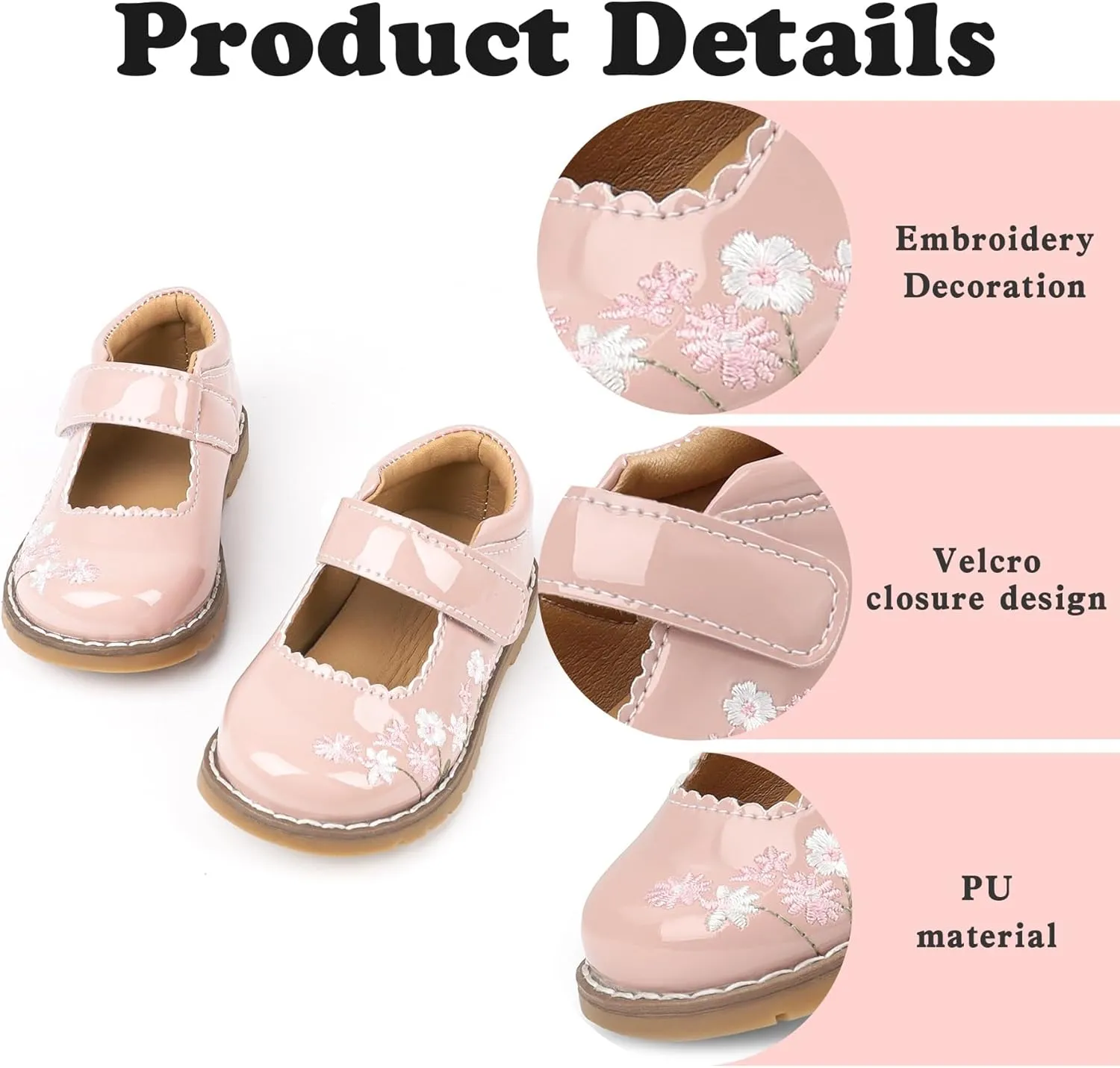 Dress Shoes for Girls Bow Flower Girl Mary Jane Flats Little Girl Dress Shoes for Wedding, Party, Birthday