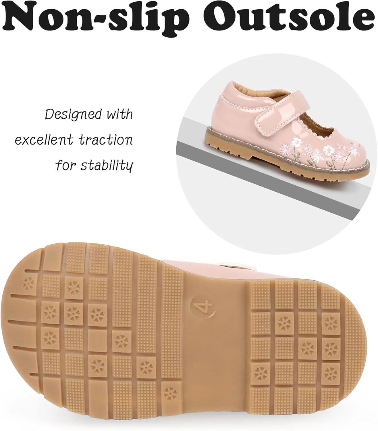 Dress Shoes for Girls Bow Flower Girl Mary Jane Flats Little Girl Dress Shoes for Wedding, Party, Birthday