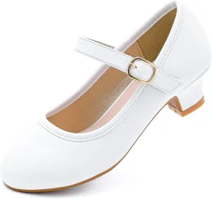 Dufannie Girls Dress Shoes Low Heel Princess Flats Mary Jane Flower Wedding Party Glitter Shoes for Kids Toddler