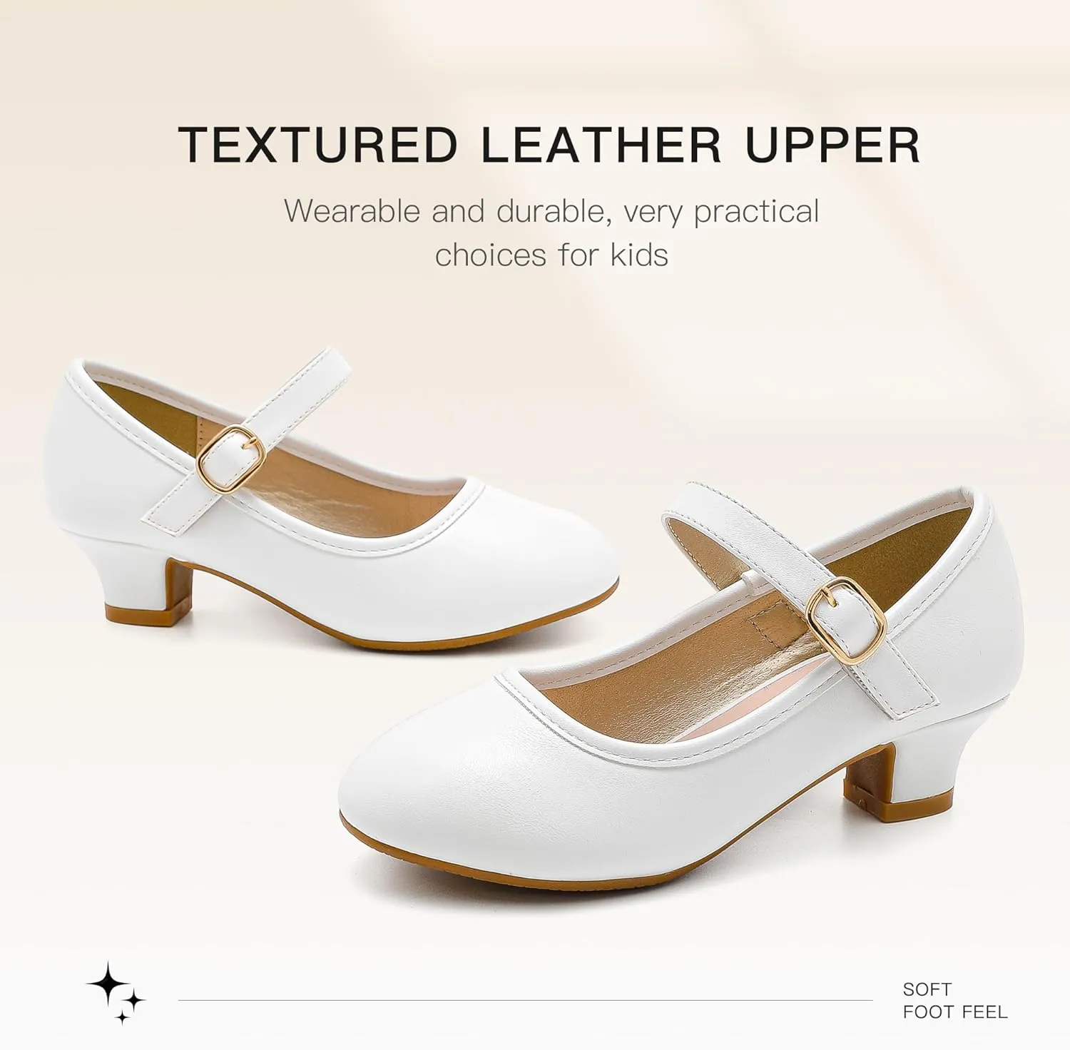 Dufannie Girls Dress Shoes Low Heel Princess Flats Mary Jane Flower Wedding Party Glitter Shoes for Kids Toddler