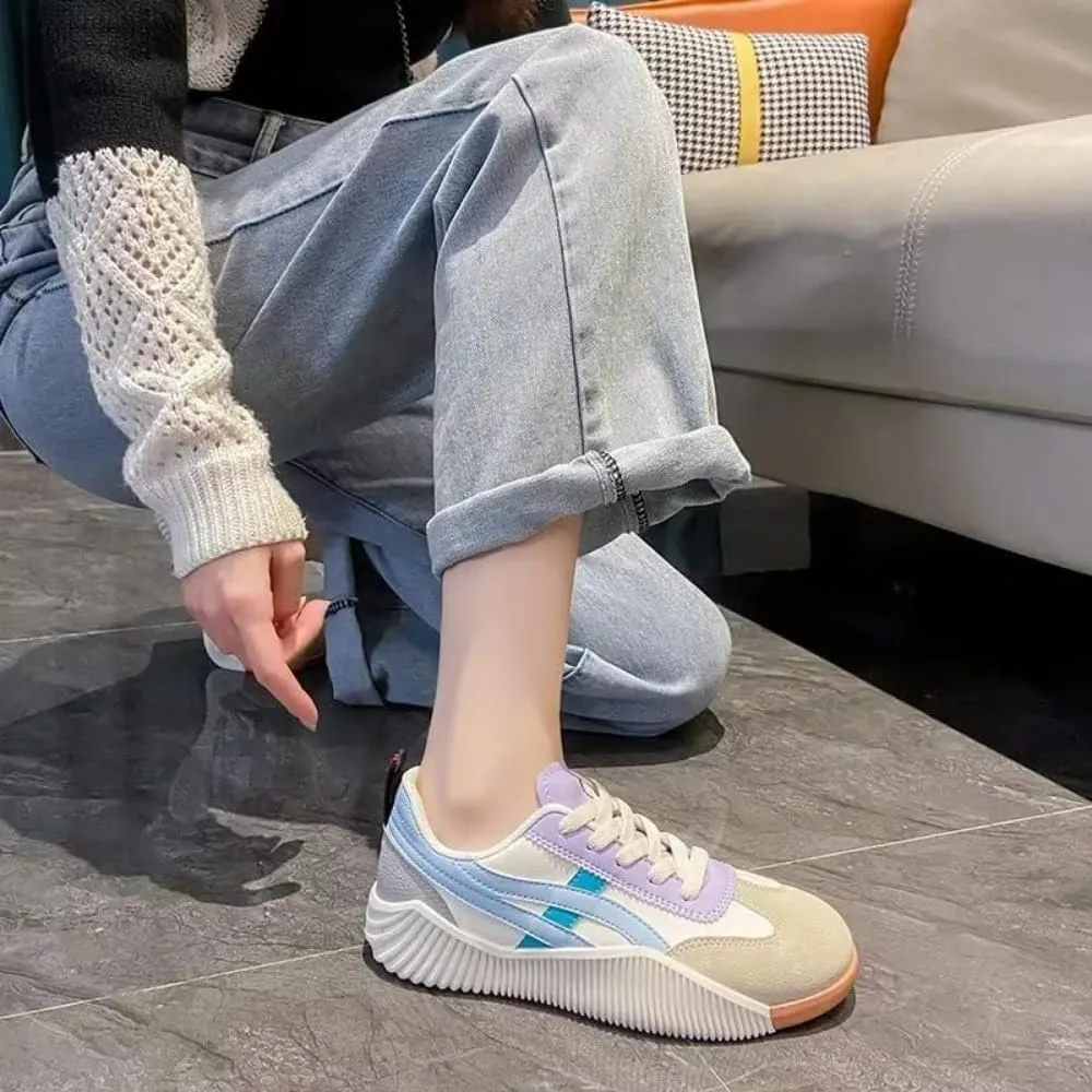 DYJAGYO Deflorence Women's Sneakers, Women's Casual Breathable Flat Non-Slip Running Shoes, Women's Retro Sneakers