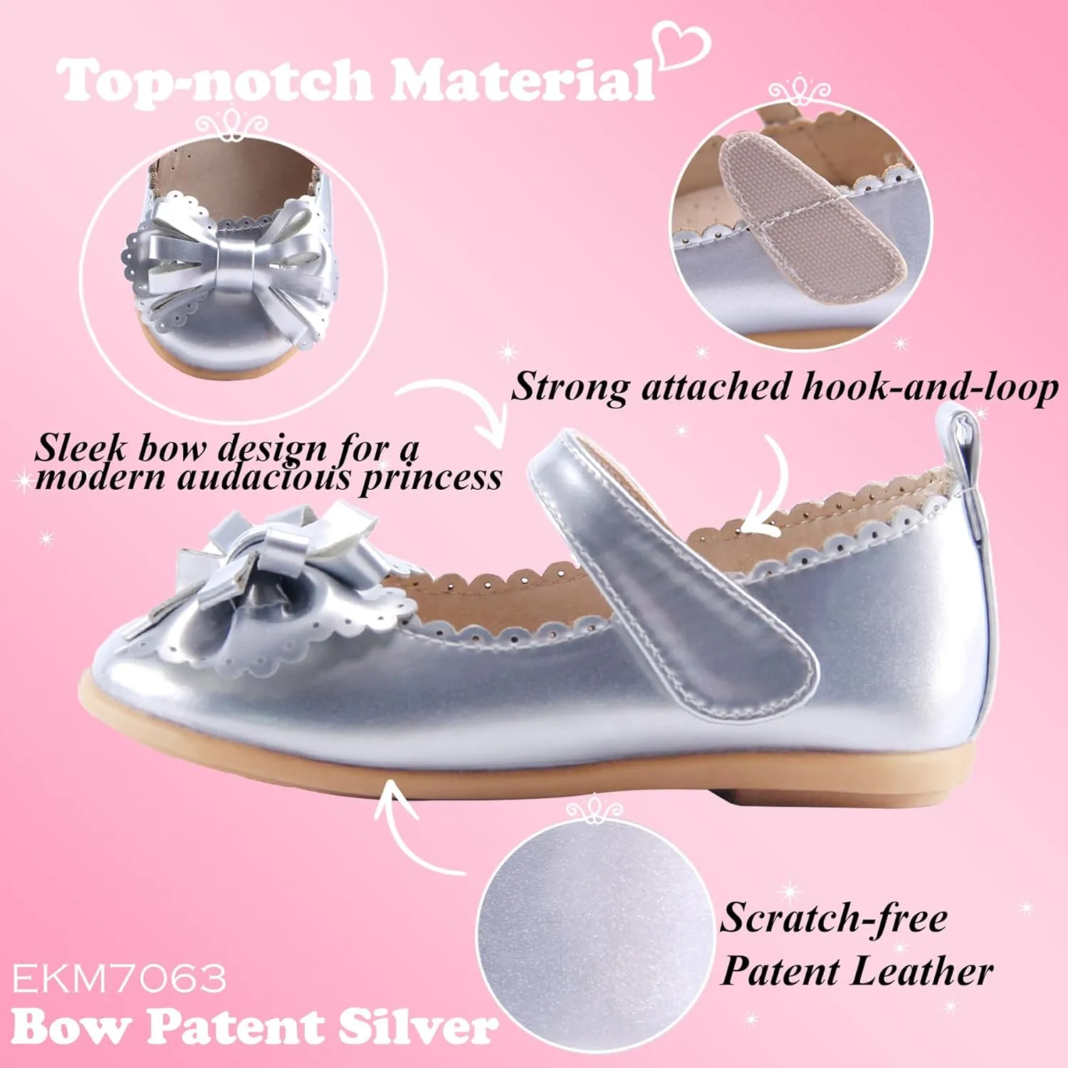 EIGHT KM Toddler Girls Dress Shoes – Girls Mary Jane Shoes | Mary Jane Flats - Ballet Flats – Party, Flower Girl, Wedding Dress Shoes for Girls – Comfortable & Non-Slip Design for Ages up to 7