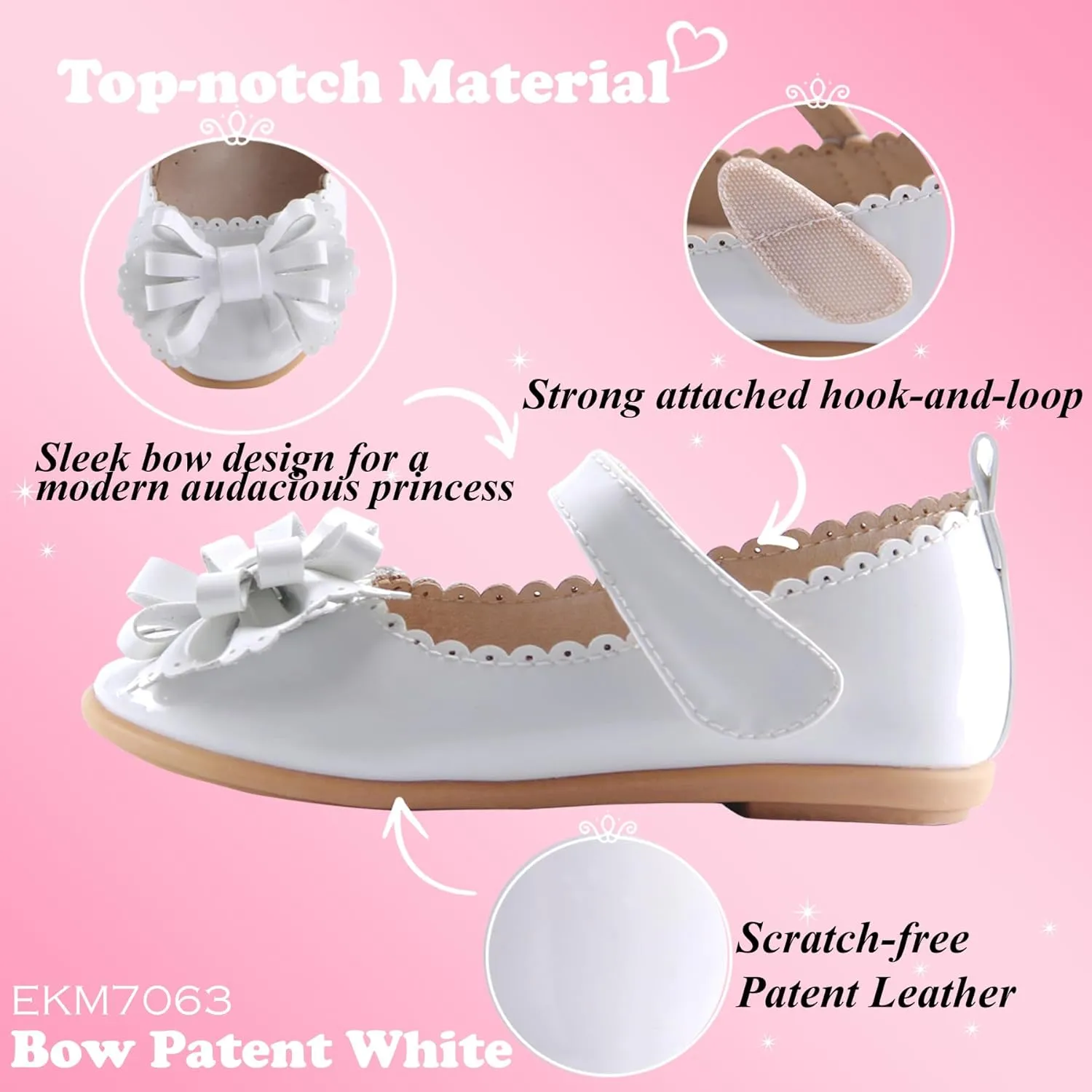 EIGHT KM Toddler Girls Dress Shoes – Girls Mary Jane Shoes | Mary Jane Flats - Ballet Flats – Party, Flower Girl, Wedding Dress Shoes for Girls – Comfortable & Non-Slip Design for Ages up to 7