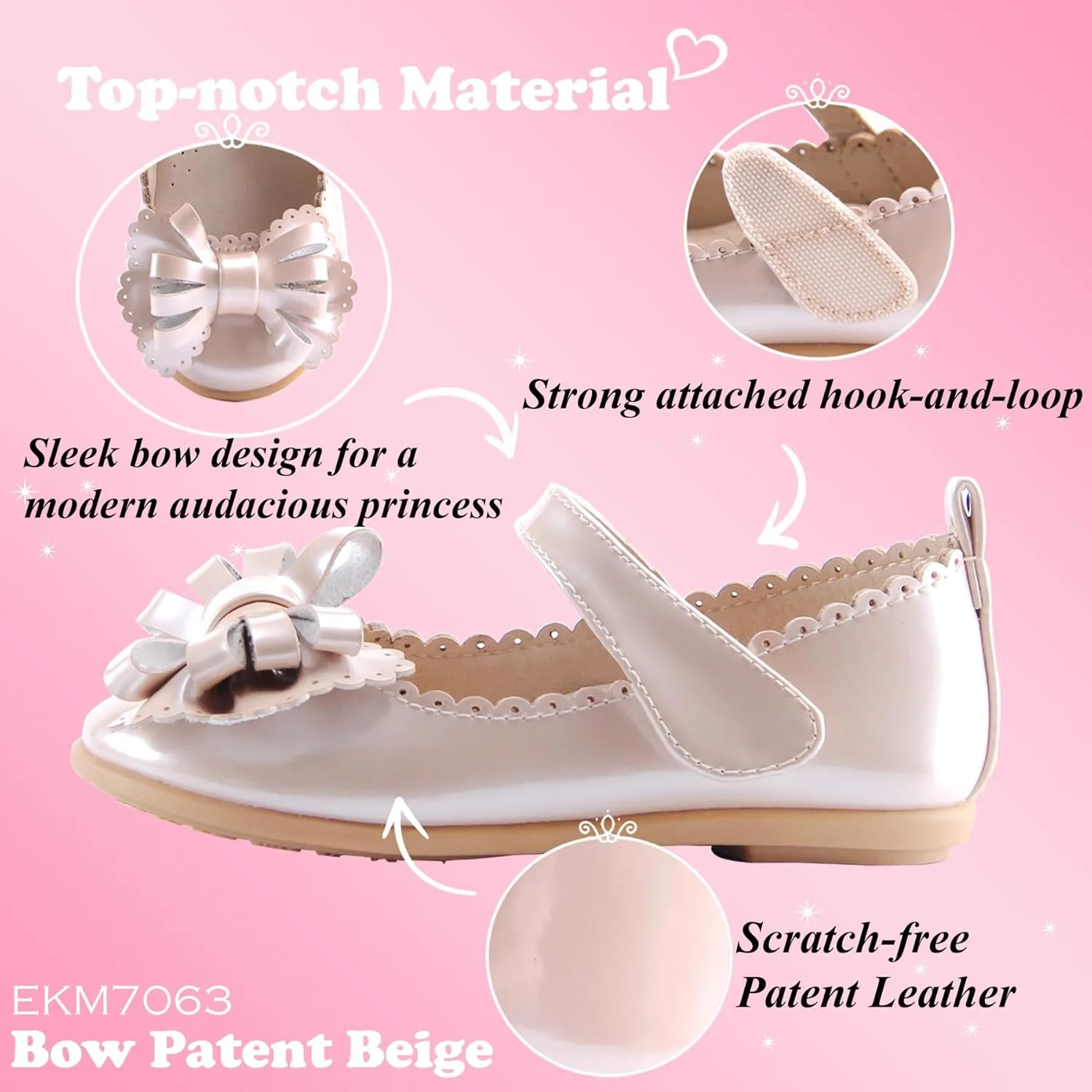EIGHT KM Toddler Girls Dress Shoes – Girls Mary Jane Shoes | Mary Jane Flats - Ballet Flats – Party, Flower Girl, Wedding Dress Shoes for Girls – Comfortable & Non-Slip Design for Ages up to 7